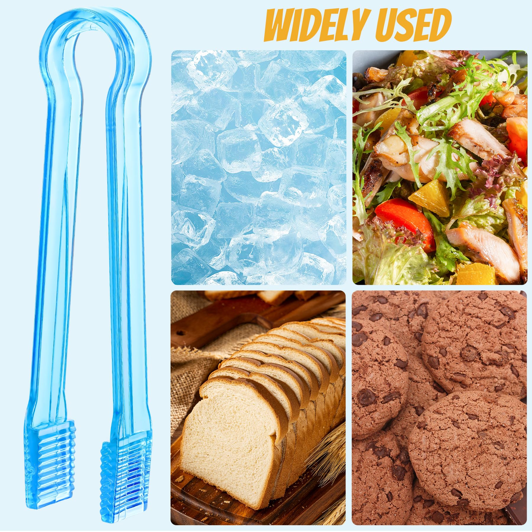 10 Pcs Plastic Buffet Serving Tongs, Clear Kitchen Tongs Mini Serving Utensil Tongs for Food Ice Salad Buffet Barbecue Cookies, 6.3 Inches