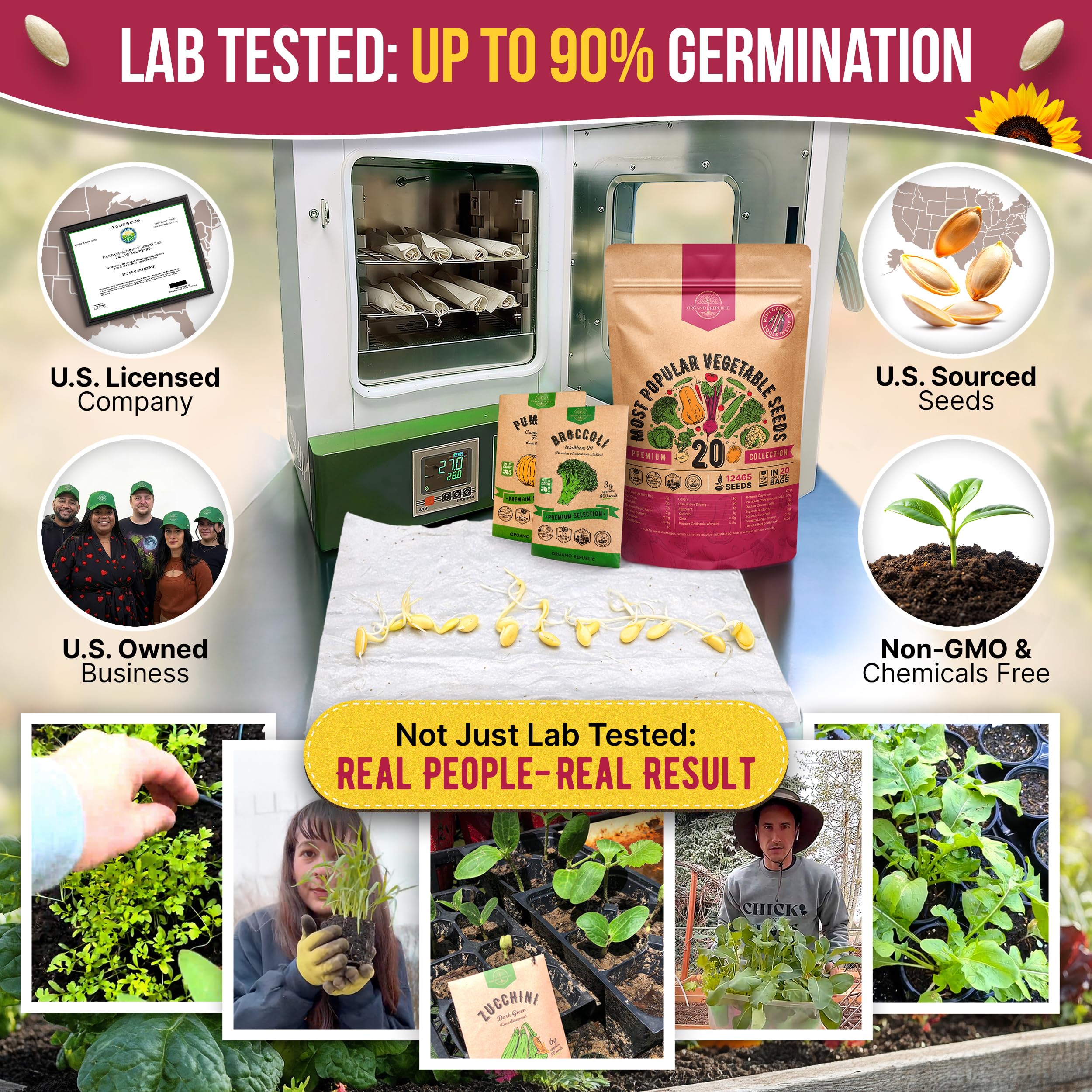 20 Vegetable Seeds Variety Pack - 12,465+ Non-GMO Heirloom Seeds for Planting Vegetables and Fruits in Individual Seed Packets, Home Garden Seed for Hydroponic, Indoor and Outdoors Gardening