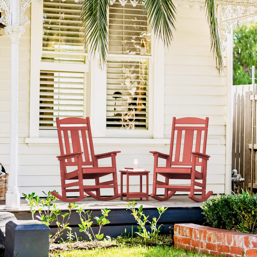 LUE BONA Rocking Chair Outdoor, Weather Resistant HDPS Plastic Rocker Chairs, 350lb Heavy Duty, Oversized Porch Rocker for Adult, High Back Smooth Rocking Chairs for Outdoor & Indoor, Aruba Blue