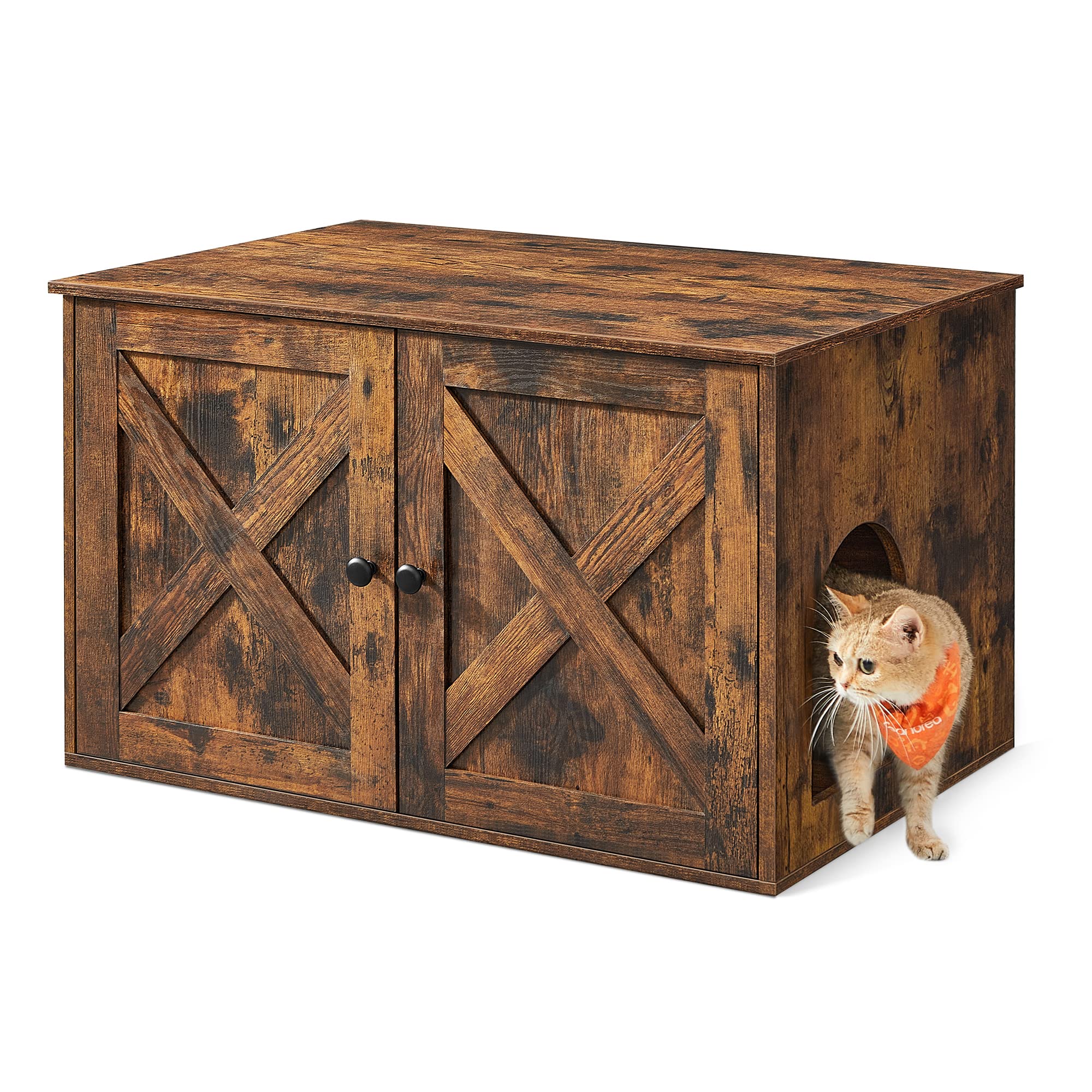 Feandrea Cat Litter Box Enclosure, Litter Box Furniture Hidden, Indoor Cat House, End Table, 27.6 x 19.7 x 19.7 Inches, Heather Greige UPCL022K01