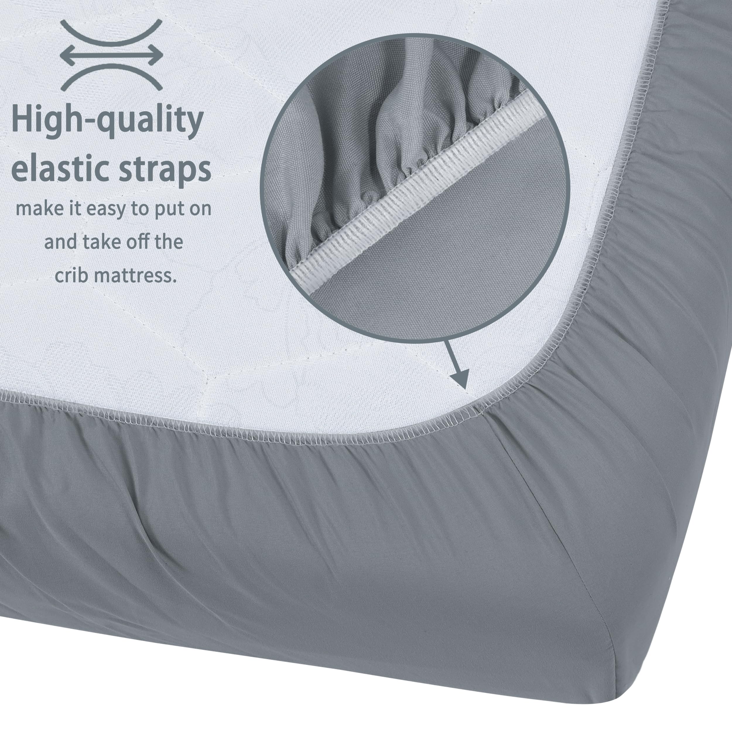 GUNTAIL Baby Crib Sheets for Boys Girls, 2 Pack Fitted Crib Sheet for Standard Crib and Toddler Mattress, Soft Microfiber Baby Sheet 52x28x8in (Brown & Green)