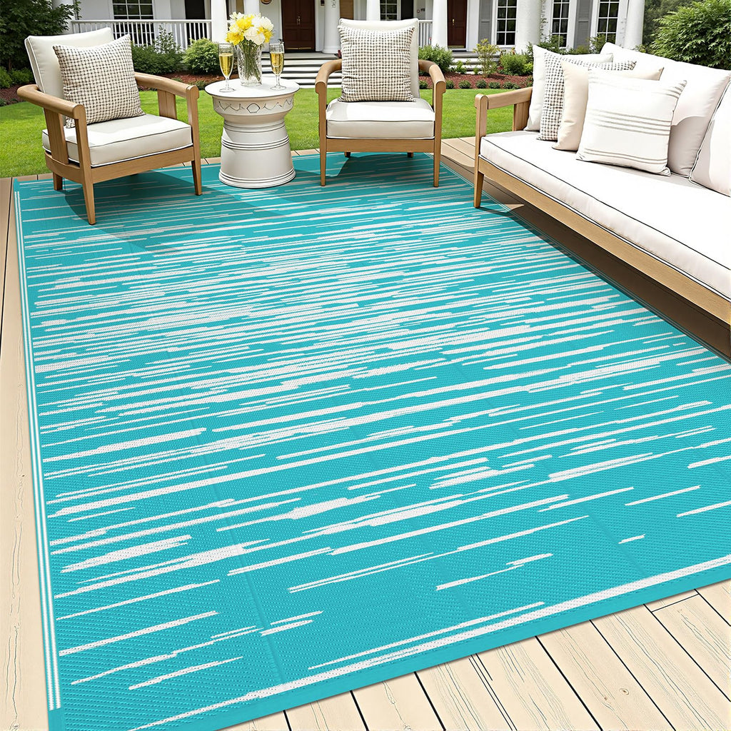 HEBE Checkered Outdoor Rug Waterproof 5x8, Reversible Plastic Straw Rug RV Camping Rug, Indoor Outdoor Patio Mat Clearance, Outside Carpet for Porch,Deck,Camper,Balcony,Backyard,Picnic