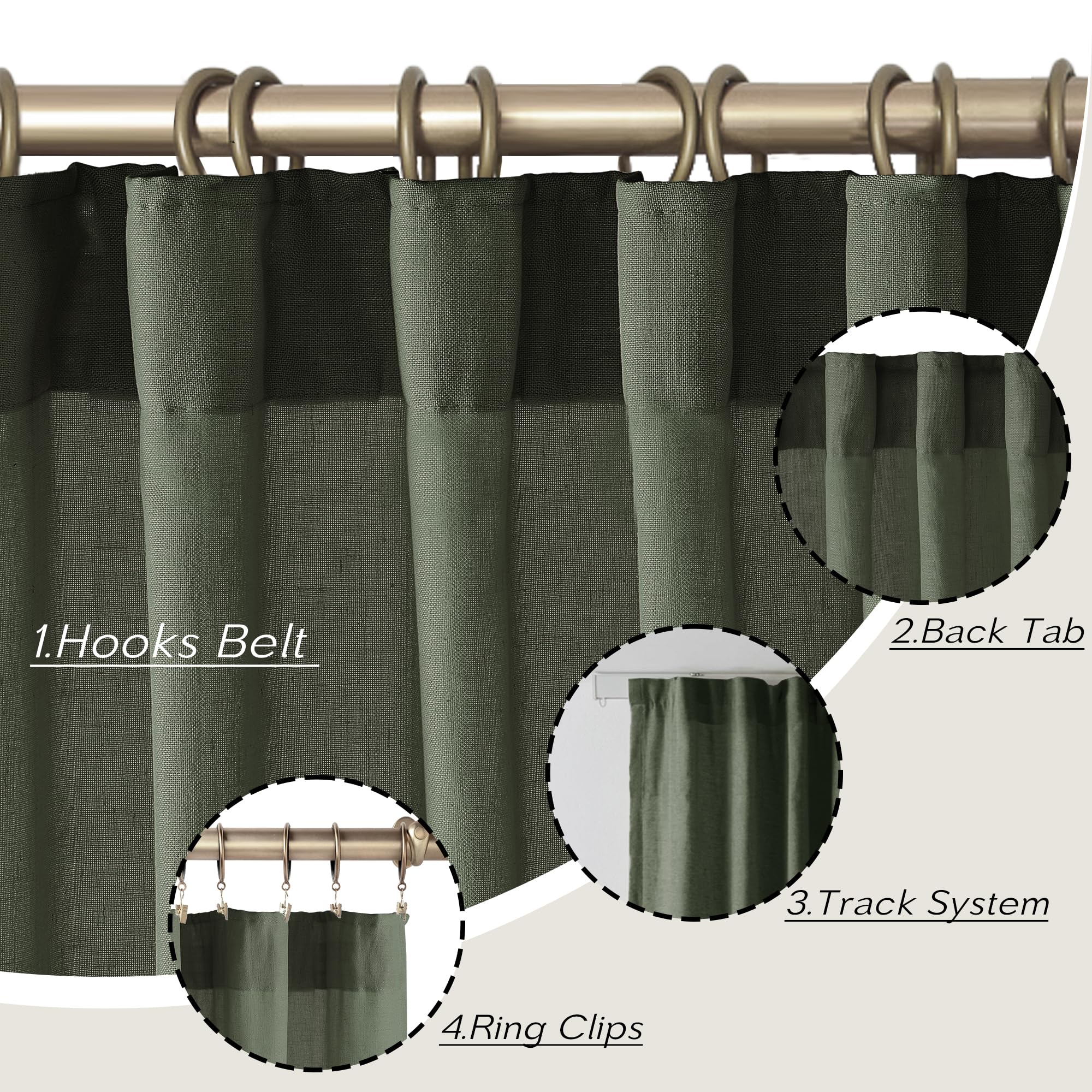 Black Linen Cotton Blend Sheer Curtains, Moody Light Filtering Drapes for Dark Academia Inspired Study Bedroom Living Room, 84 Inch Long 2 Panels Set