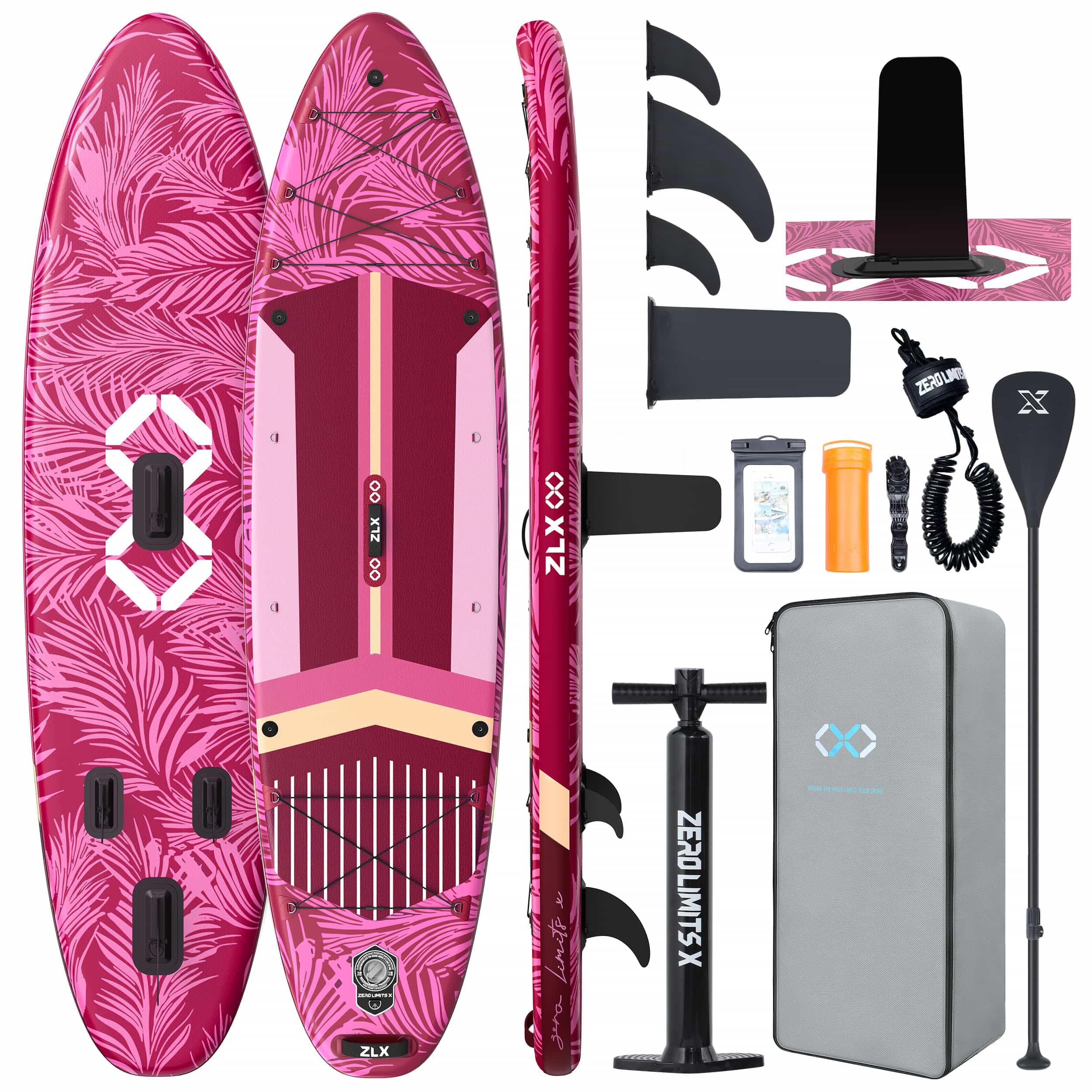 ZLX 11'6"x35" Ultra Wide Inflatable Stand Up Paddle Board | Stable Non-Slip Deck Pad, Unique Fin System, Premium SUP Accessories & Backpack - Upgraded Pump for Adults, All Skill Levels