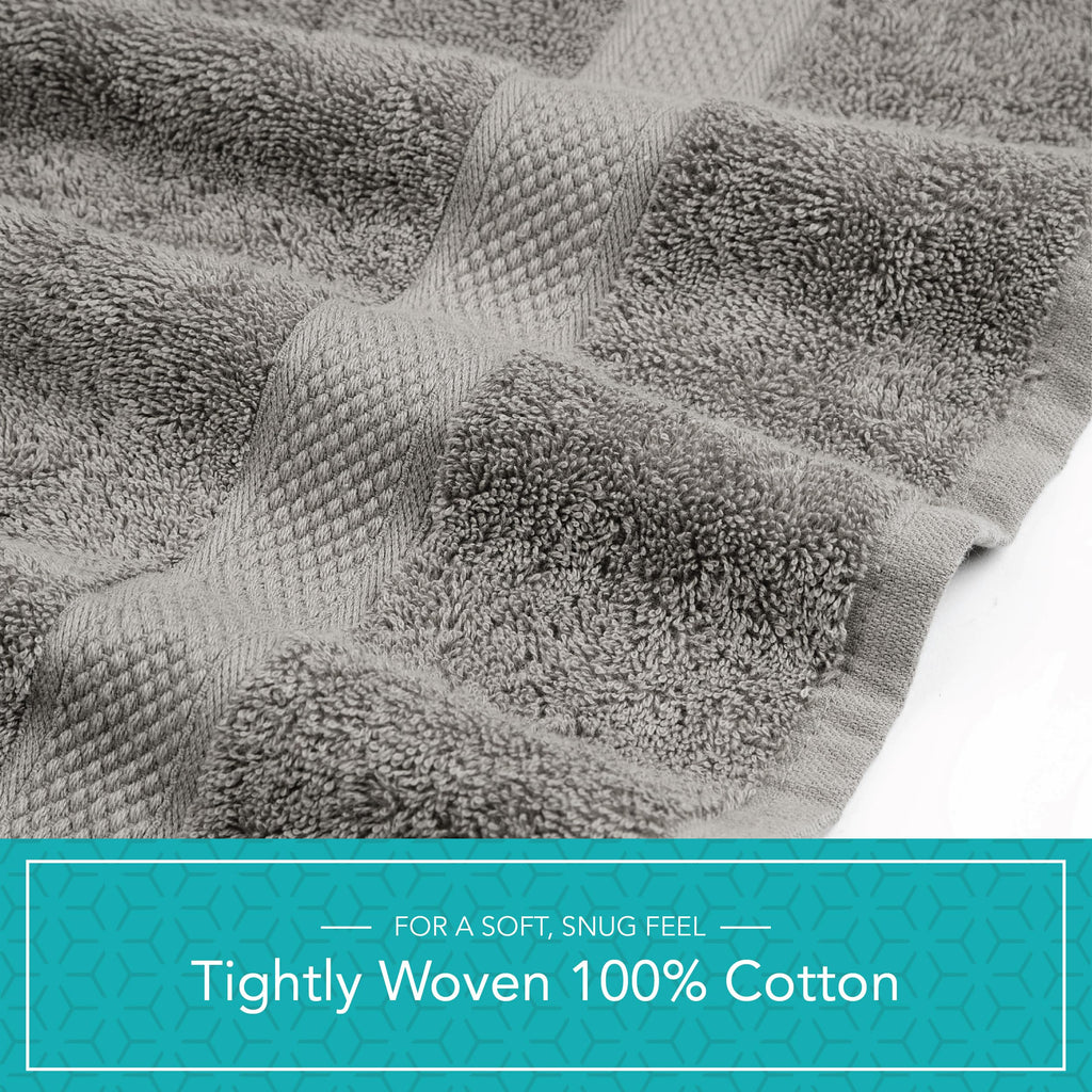 Pleasant Home Bath Towels Set of 6 (24” x 50”) 100% Cotton, 515 GSM | Lightweight, Soft & Highly Absorbent Luxury Towels for Bathroom | for Gym, Pool & Spa | 6 Pack, Gray