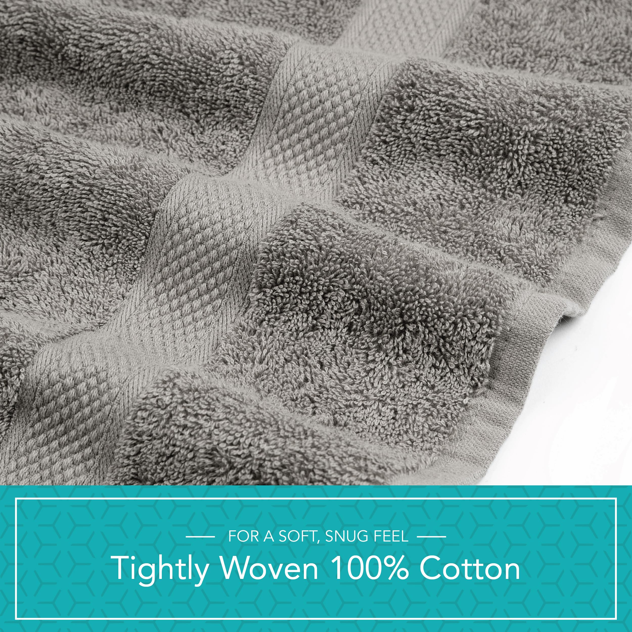 Pleasant Home Bath Towels Set of 6 (24” x 50”) 100% Cotton, 515 GSM | Lightweight, Soft & Highly Absorbent Luxury Towels for Bathroom | for Gym, Pool & Spa | 6 Pack, Gray