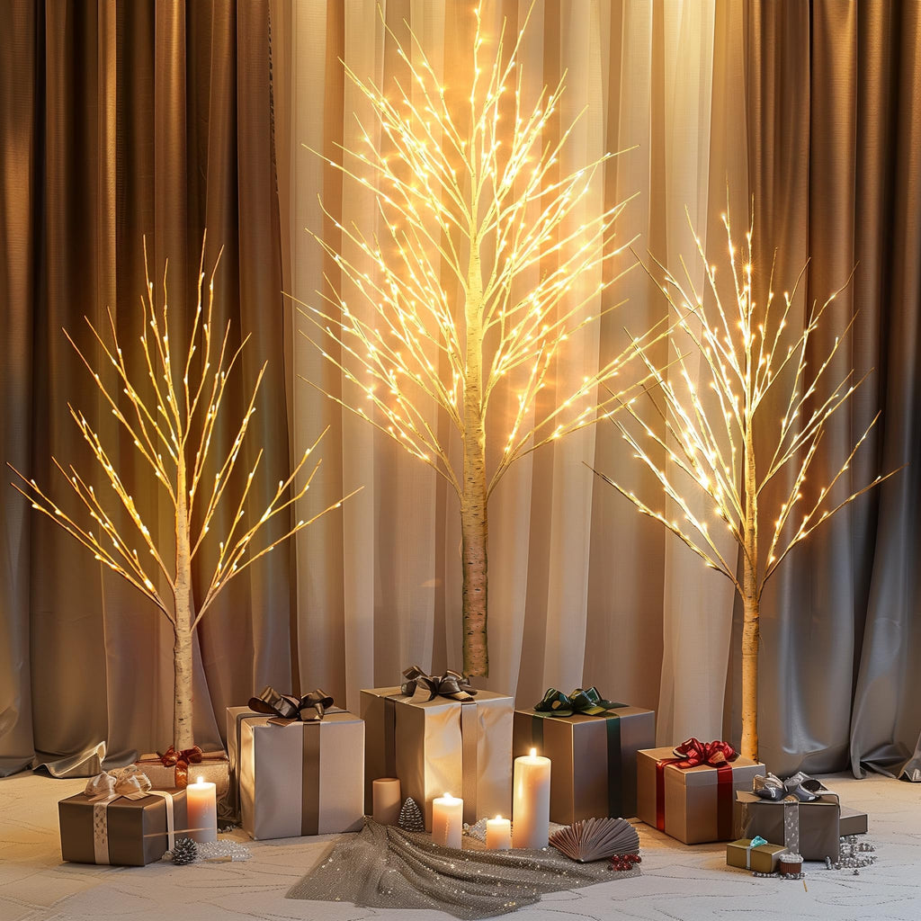 Dazzle Bright Lighted Tree, 6 Ft Birch Tree with Fairy Lights for Decoration Inside Outside, Birch Tree with 144 LED Lights for Christmas Holiday Wedding Home Room Decor, 2 Pack