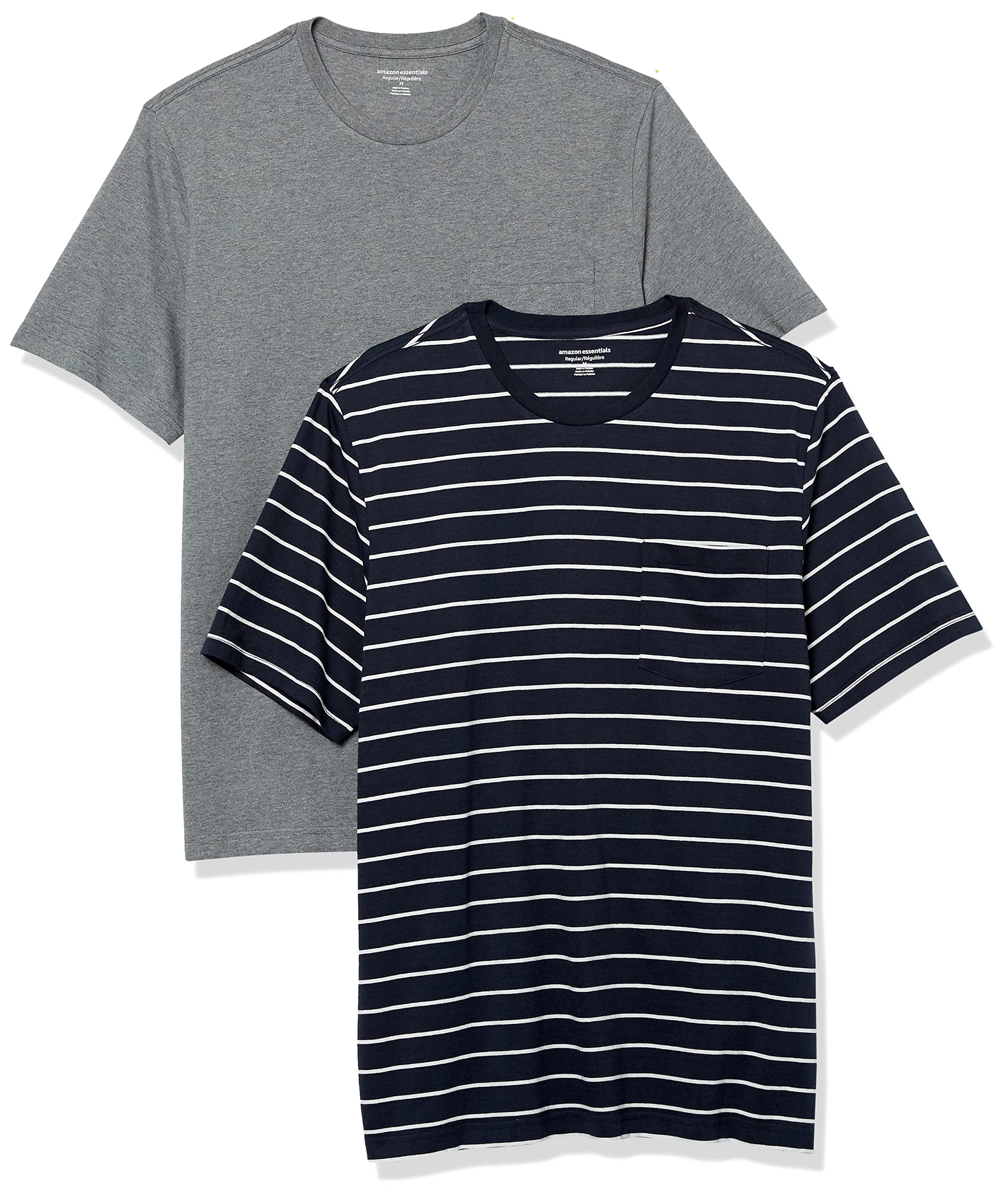 Amazon Essentials Men's Short-Sleeve Crewneck Pocket T-Shirts, Pack of 2