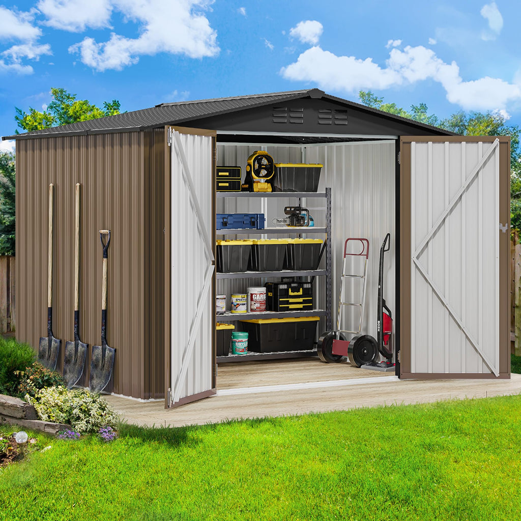 DWVO 6x4ft Outdoor Storage Shed, Lockable Metal Tool Storage Sheds, Waterproof Garden Sheds with Vents for Backyard, Patio, Garage, Lawn, Dark Gray