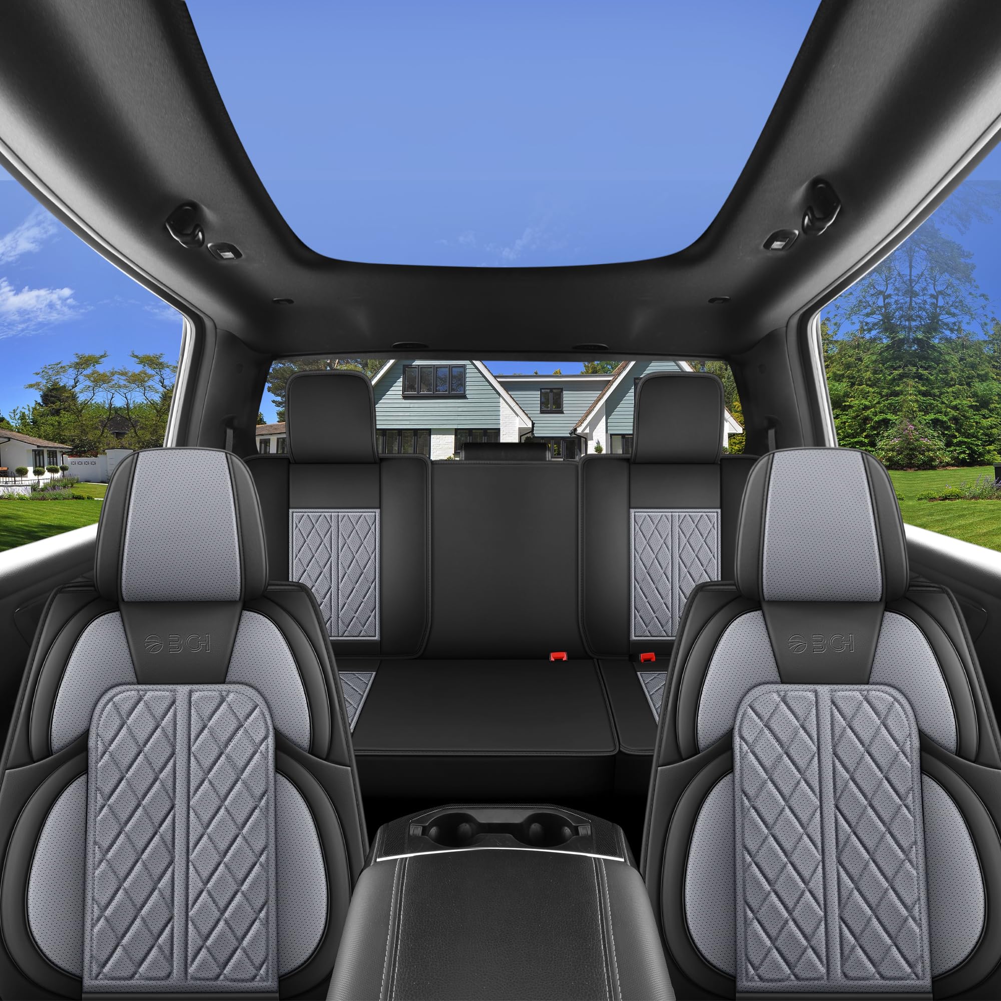 Car Seat Cover Custom Fit for Ford F150 2009-2026 Faux Leather Seat Cover Set Compatible with Regular Cab Super Cab Super Crew Pickup Truck Cushions (Black, Front Seat)