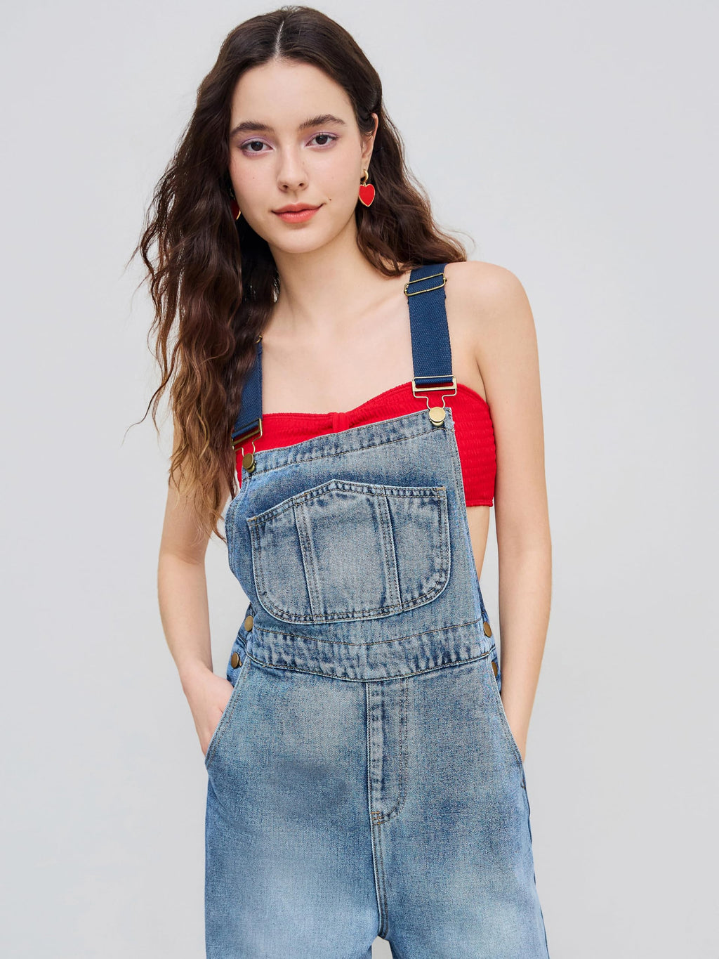 CIDER Overalls for Women Leopard Pocket Buckle Up Wide Leg Jumpsuit