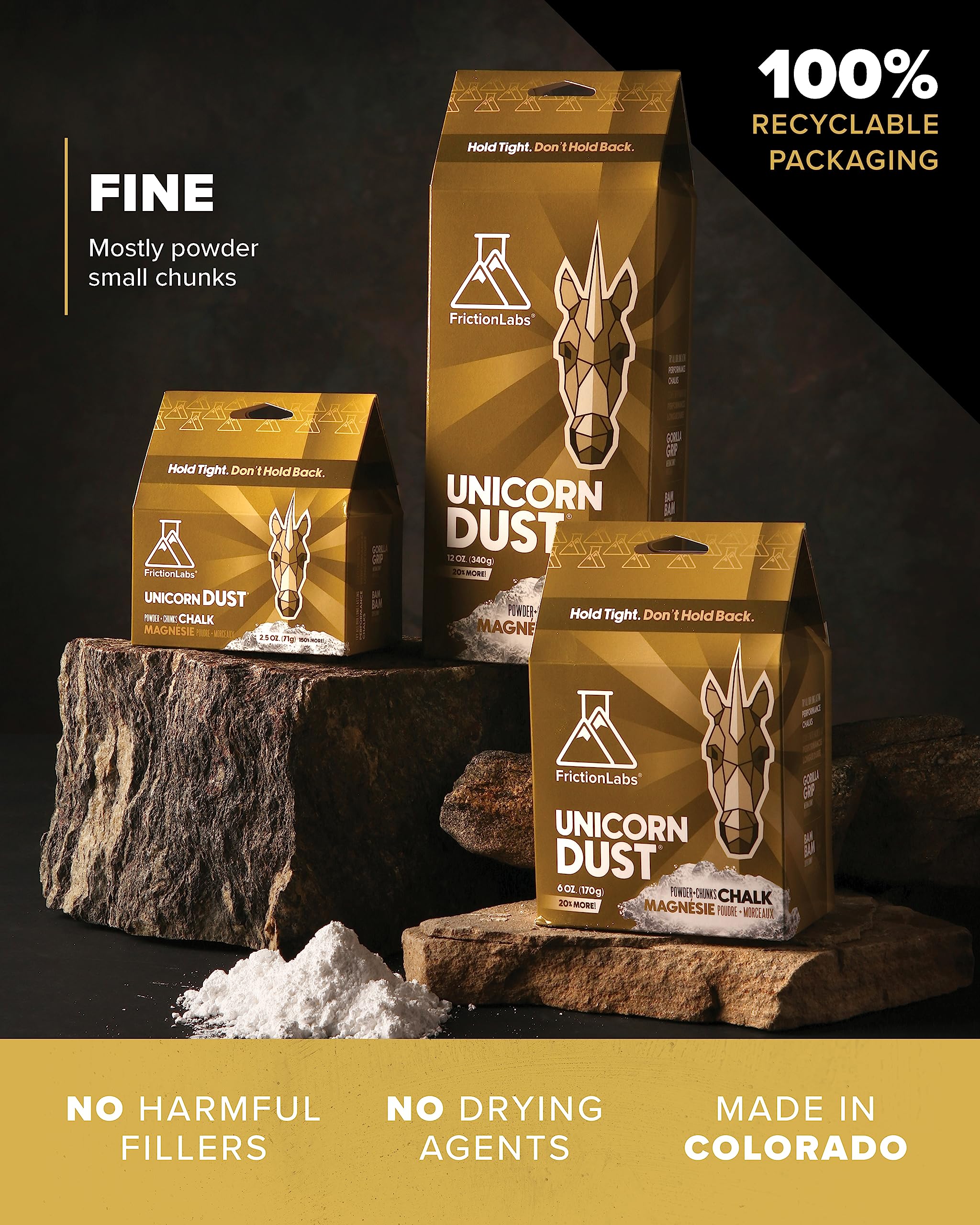 Friction Labs Premium Loose Climbing Chalk - High-Performance Hand Chalk with Superior Grip for Bouldering, Climbing, Weightlifting & More - Long Lasting & Skin Friendly Powdered Chalk