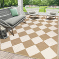 HEBE Checkered Outdoor Rug Waterproof 5x8, Reversible Plastic Straw Rug RV Camping Rug, Indoor Outdoor Patio Mat Clearance, Outside Carpet for Porch,Deck,Camper,Balcony,Backyard,Picnic