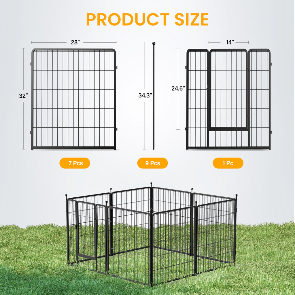 Dog Playpen 24 Inch 8 Panels, Ideal Dog Fence for Puppy/Small Dogs Indoor & Outdoor Bliss, Perfect Dog Pen for Camping, Yard, RV, Garden Fence, Black