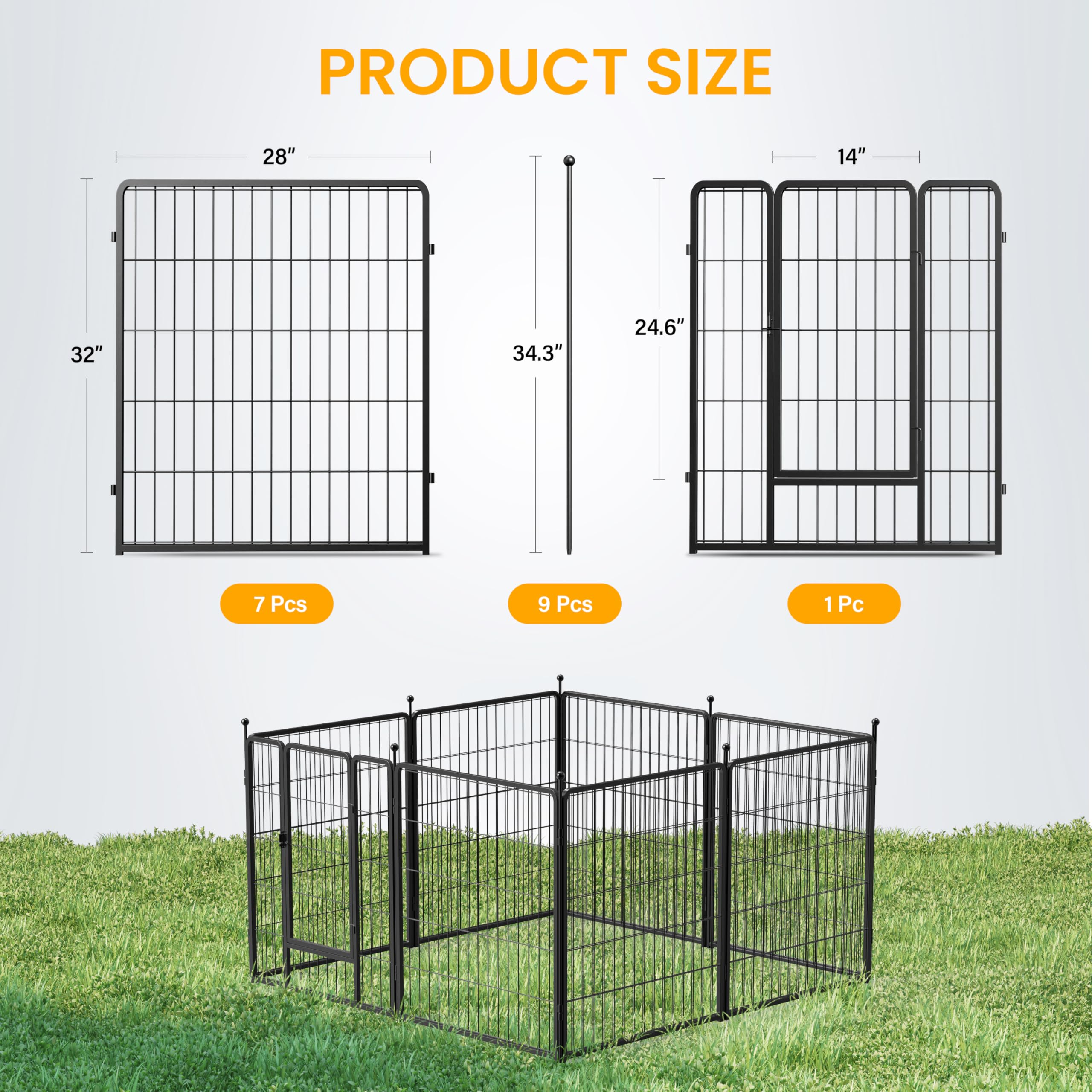 Dog Playpen 24 Inch 8 Panels, Ideal Dog Fence for Puppy/Small Dogs Indoor & Outdoor Bliss, Perfect Dog Pen for Camping, Yard, RV, Garden Fence, Black