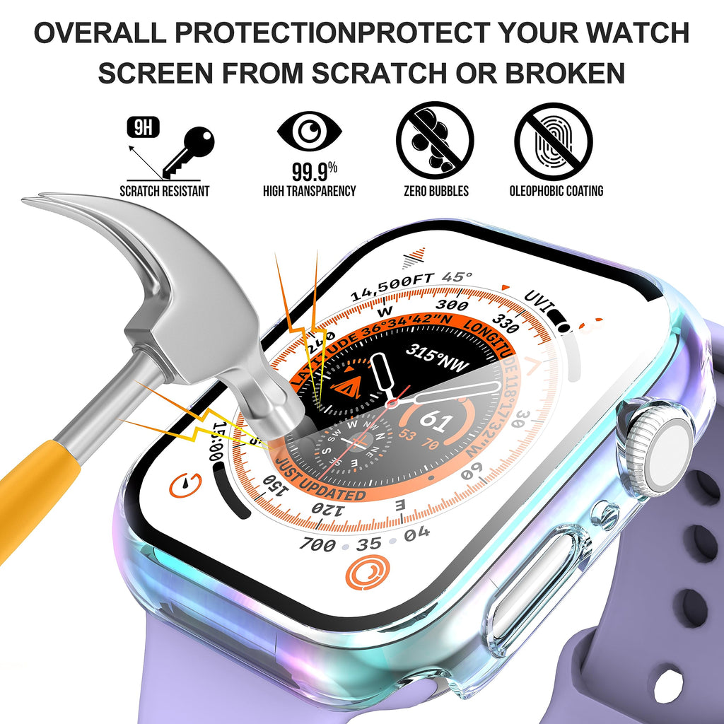 Diruite 2-Pack for Apple Watch Series 3/2/1 38mm Case, Ultra-Thin All-Around Tempered Glass Screen Protector Protection Cover for iWatch 38mm - Black