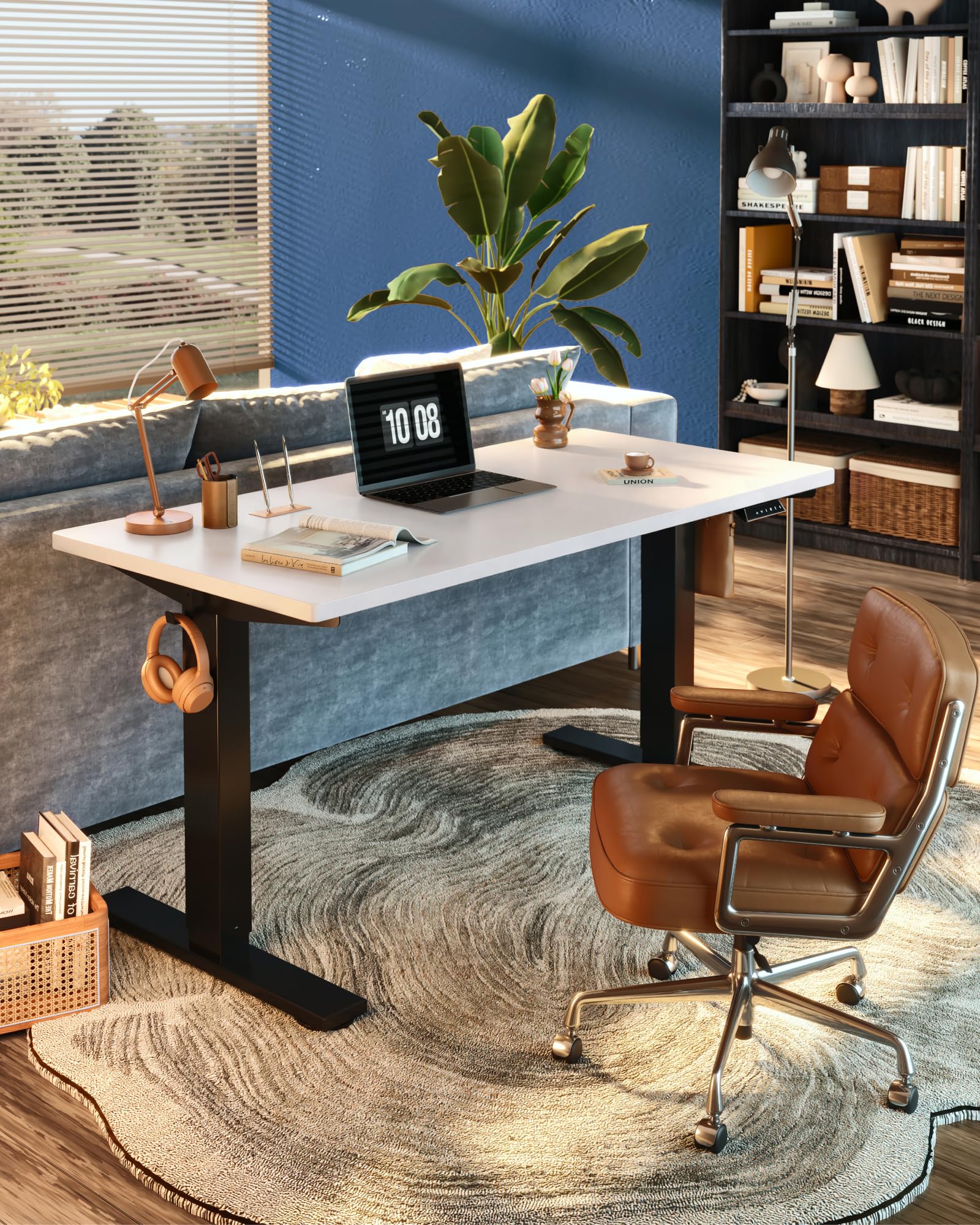 FLEXISPOT EN1 One-Piece Standing Desk, Electric Adjustable with 4 Memory Presets, 176 LBS Capacity, Stable & Quiet, Seamless Desktop for Home Office & Dual Monitors, 40"x24" Black