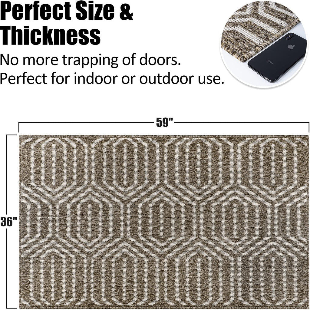 Indoor Doormat 24"x 36", Absorbent Front Back Door Mat Floor Mats, Rubber Backing Non Slip Door Mats Inside Mud Dirt Trapper Entrance Door Rug Carpet, Machine Washable Low Profile-Brown Time Cloister