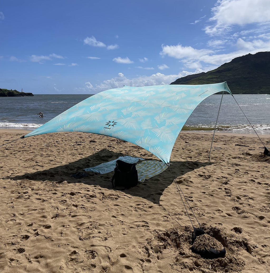 Neso Grande Portable Beach Tent Sun Shelter - Lightweight Beach Shade Canopy - Easy Setup for Family Outings - Patented Reinforced Corners - UPF 50+ Sun Protection - 7ft Tall, 9 x 9ft