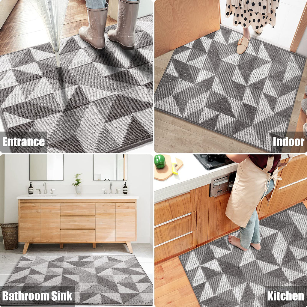 Indoor Doormat 24"x 36", Absorbent Front Back Door Mat Floor Mats, Rubber Backing Non Slip Door Mats Inside Mud Dirt Trapper Entrance Door Rug Carpet, Machine Washable Low Profile-Brown Time Cloister