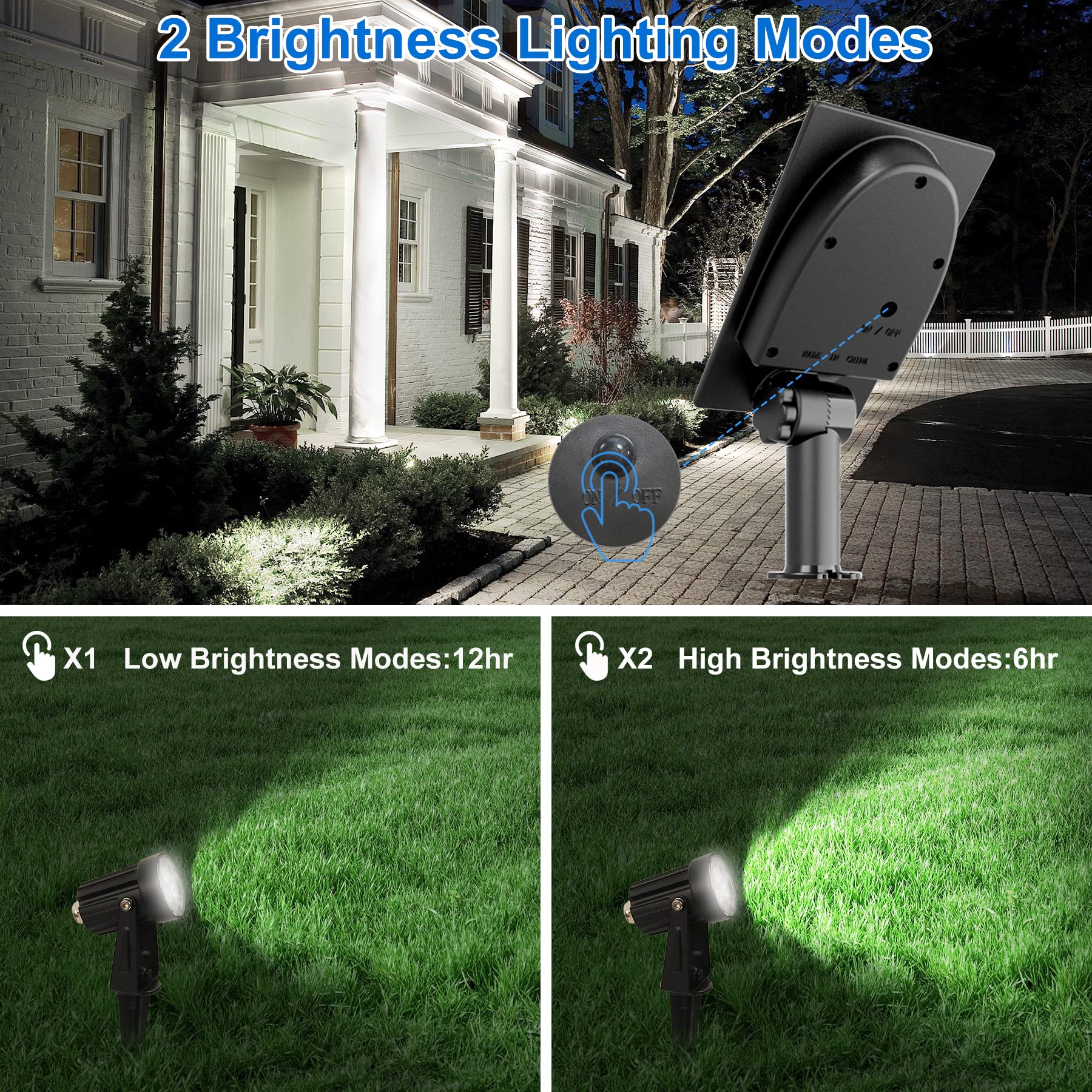 Solar Spot Lights Outdoor, Solar Landscape Spotlights IP65 Waterproof 9.8ft Cable,Auto On/Off Outdoor Wall Lights for Garden Yard Driveway Porch Walkway Pool (3000K Warm White)