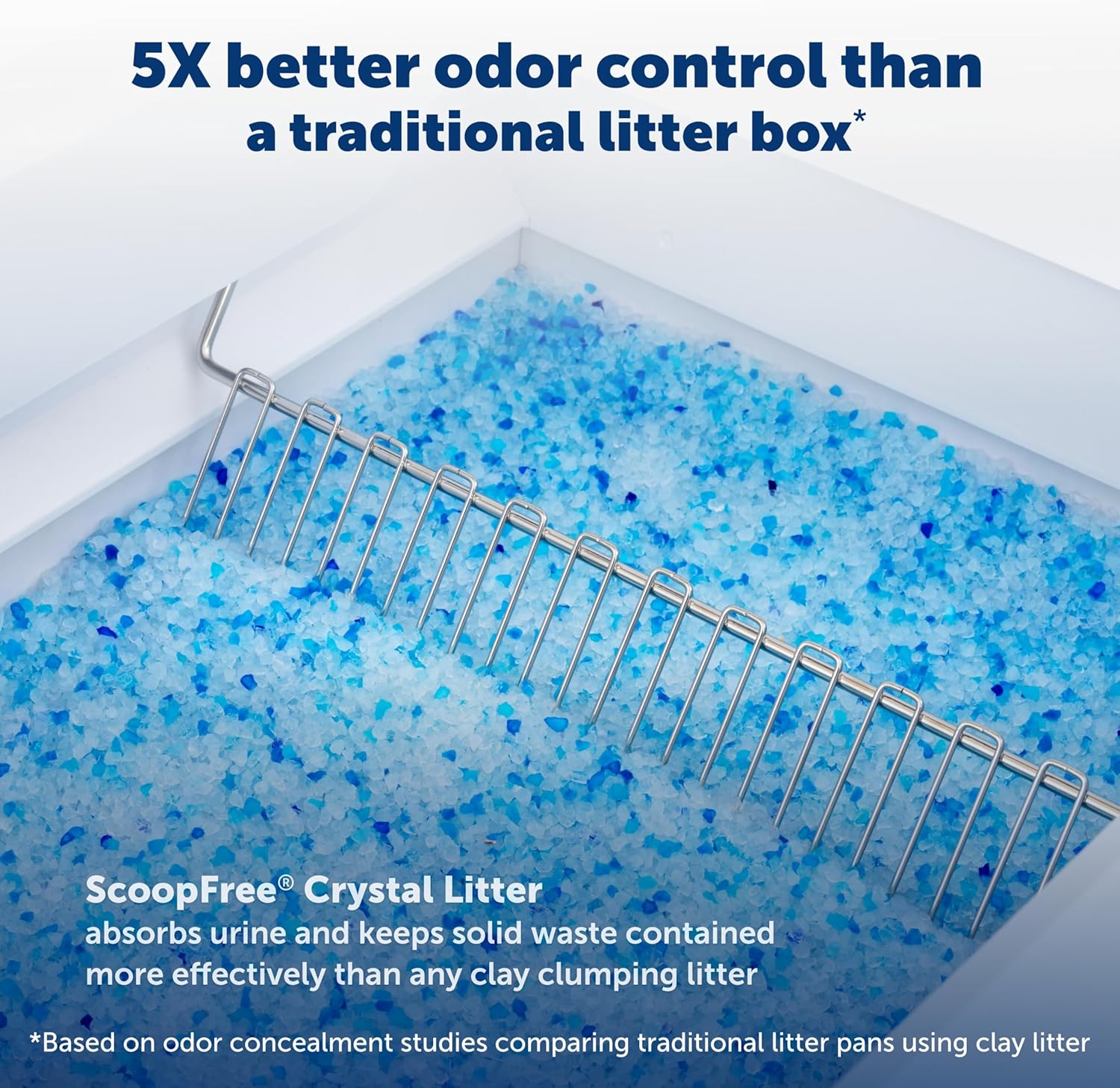 PetSafe ScoopFree Official Stainless Steel Reusable Tray - Includes 4.3 lb. of Premium Non-Clumping Crystal Cat Litter, Fresh Scent