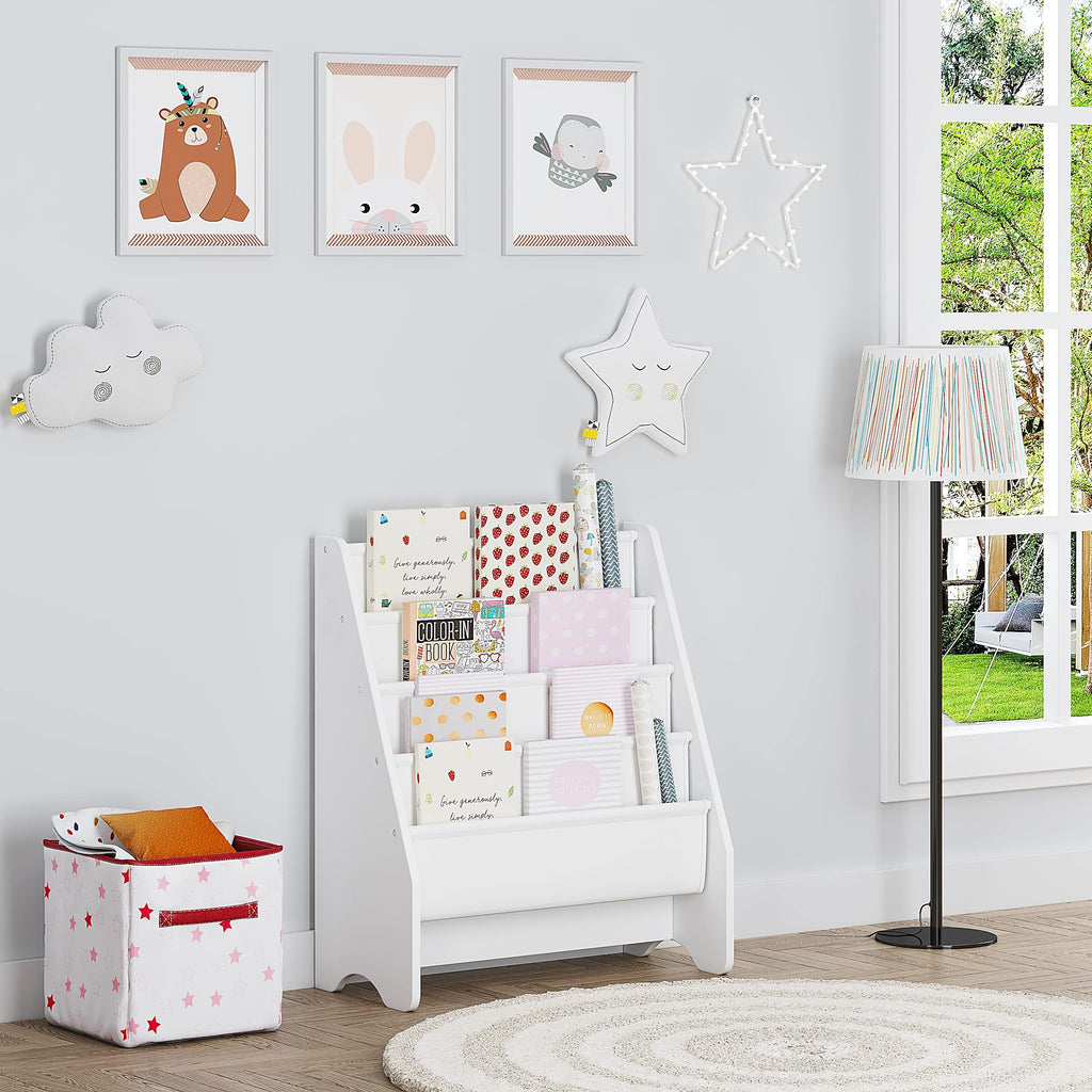 UTEX Kids Sling Bookshelf - Kids Magazine Rack with Organizer, Book Organizer (Espresso)