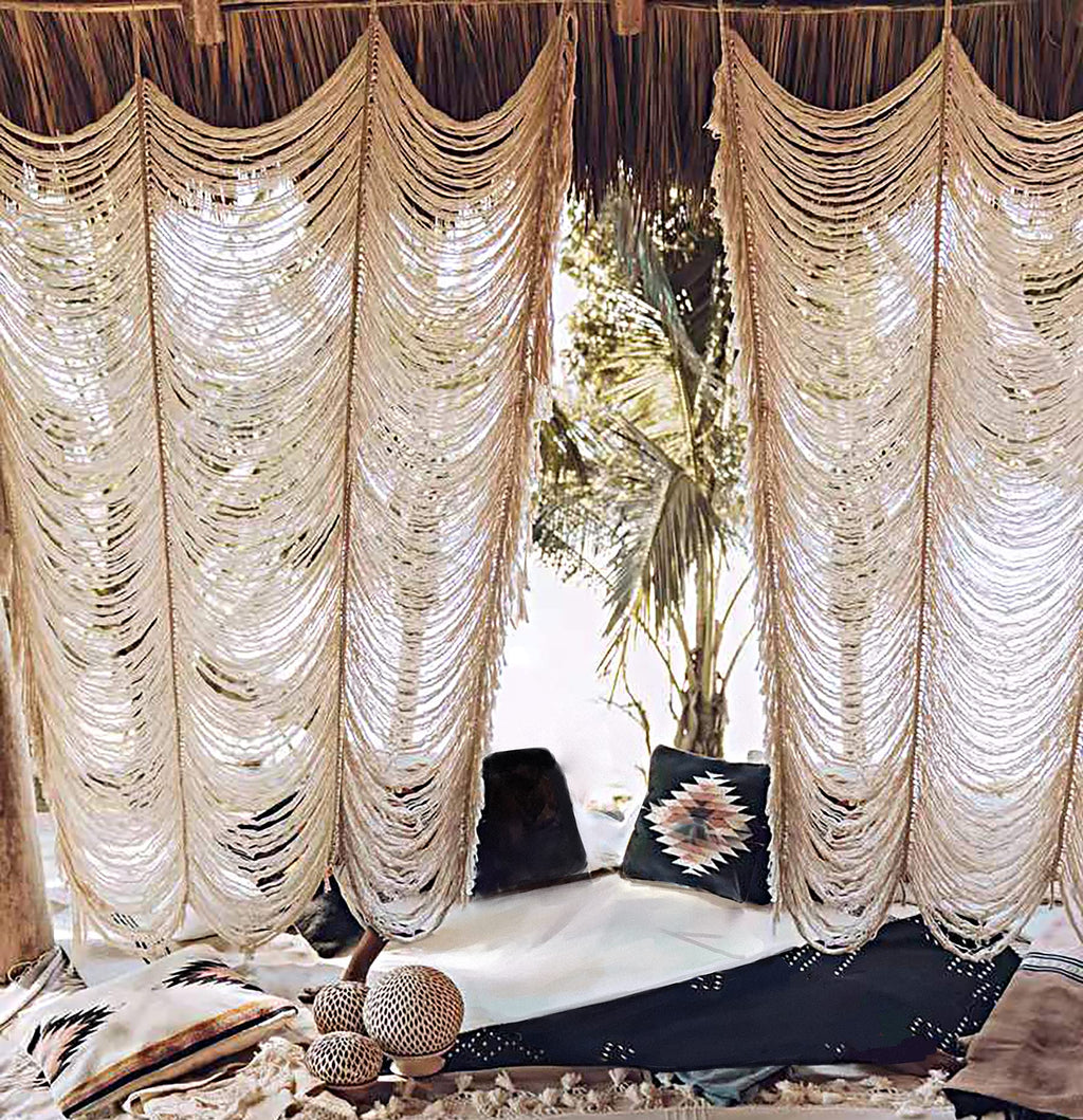 Flber Macrame Curtain Window Macrame Room Divider Doorway Curtain Boho Macrame Wall Hanging Living Room Bedroom Decor 42" W x 75" H