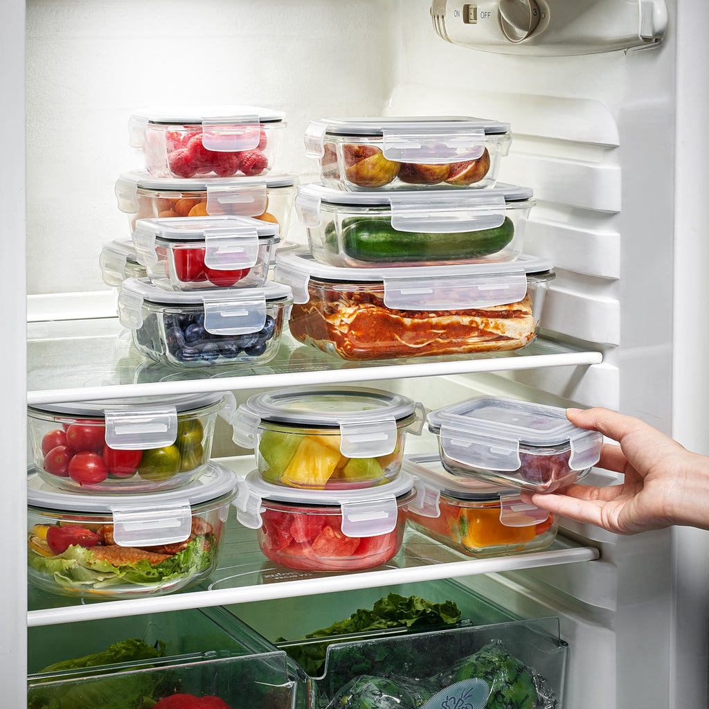 Sorbus 20pc Glass Meal Prep Containers Set – 10 Glass Food Storage Containers (21.3oz, 2.6 Cups) with Airtight Lids – Freezer, Dishwasher, and Oven Safe – Reusable Containers for Meal Prep and Storage