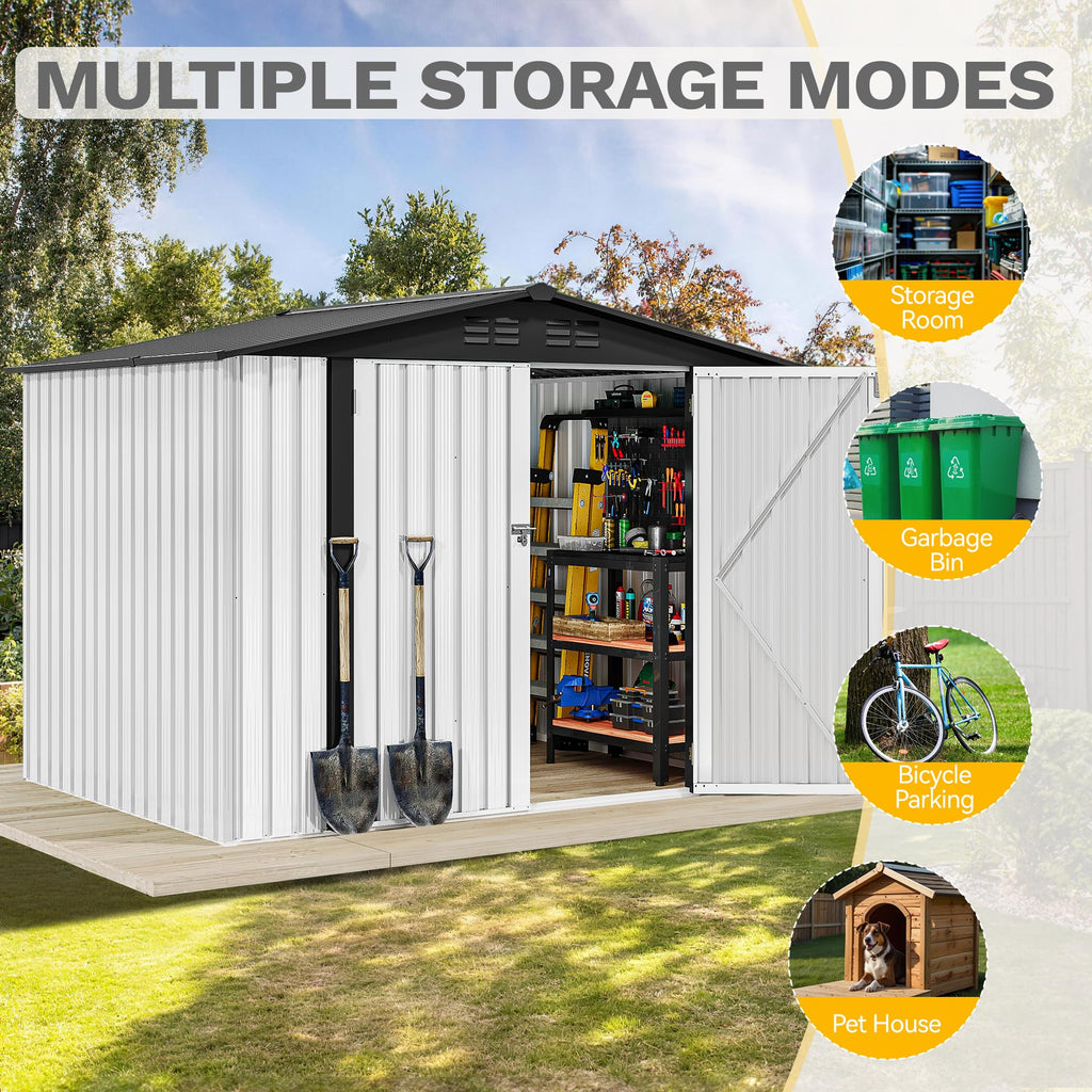 DWVO 6x4ft Outdoor Storage Shed, Lockable Metal Tool Storage Sheds, Waterproof Garden Sheds with Vents for Backyard, Patio, Garage, Lawn, Dark Gray