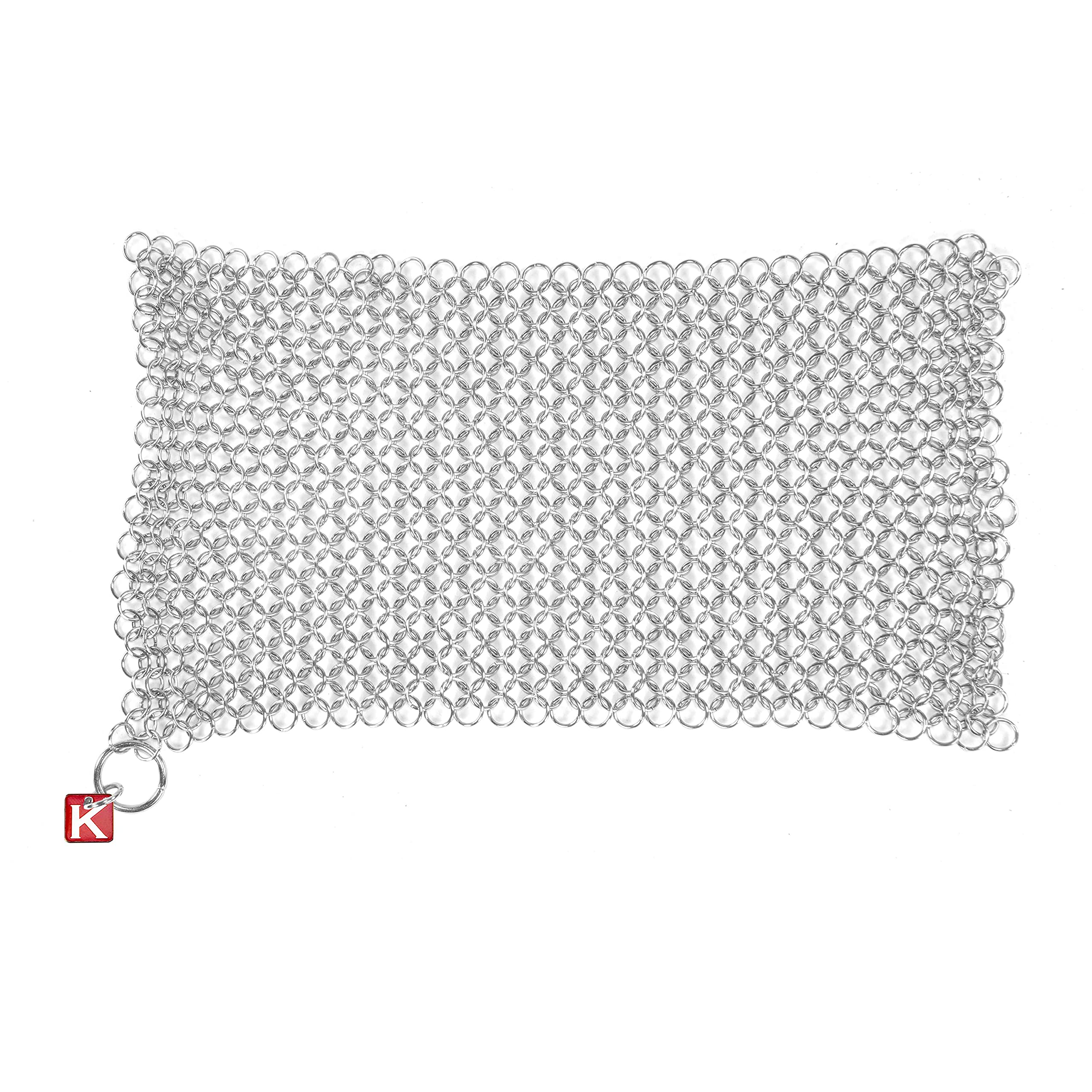 Knapp Made CM Scrubber 4" x 4" Small Ring Chainmail Cast Iron Scrubber, Premium Stainless Steel Mesh Cleaner for Pre-Seasoned Pans, Dutch Ovens, Grills and Skillets