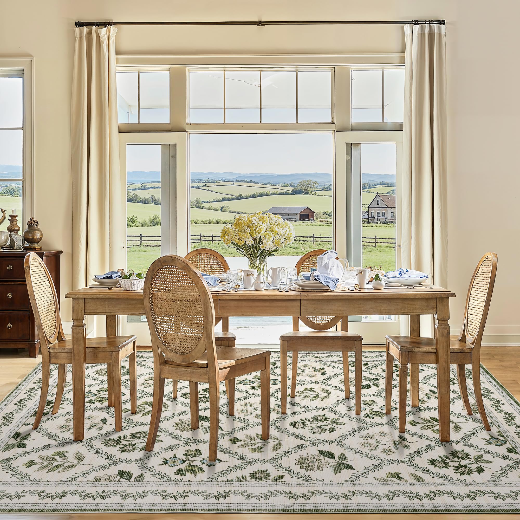 Black Floral Area Rug for Entryway 2x3 Washable Small Rug Low Pile Non Slip Distressed Entry Mat Soft Farmhouse Indoor Entrance Door Mat for Kitchen Bedroom Home Office Black Grey and White