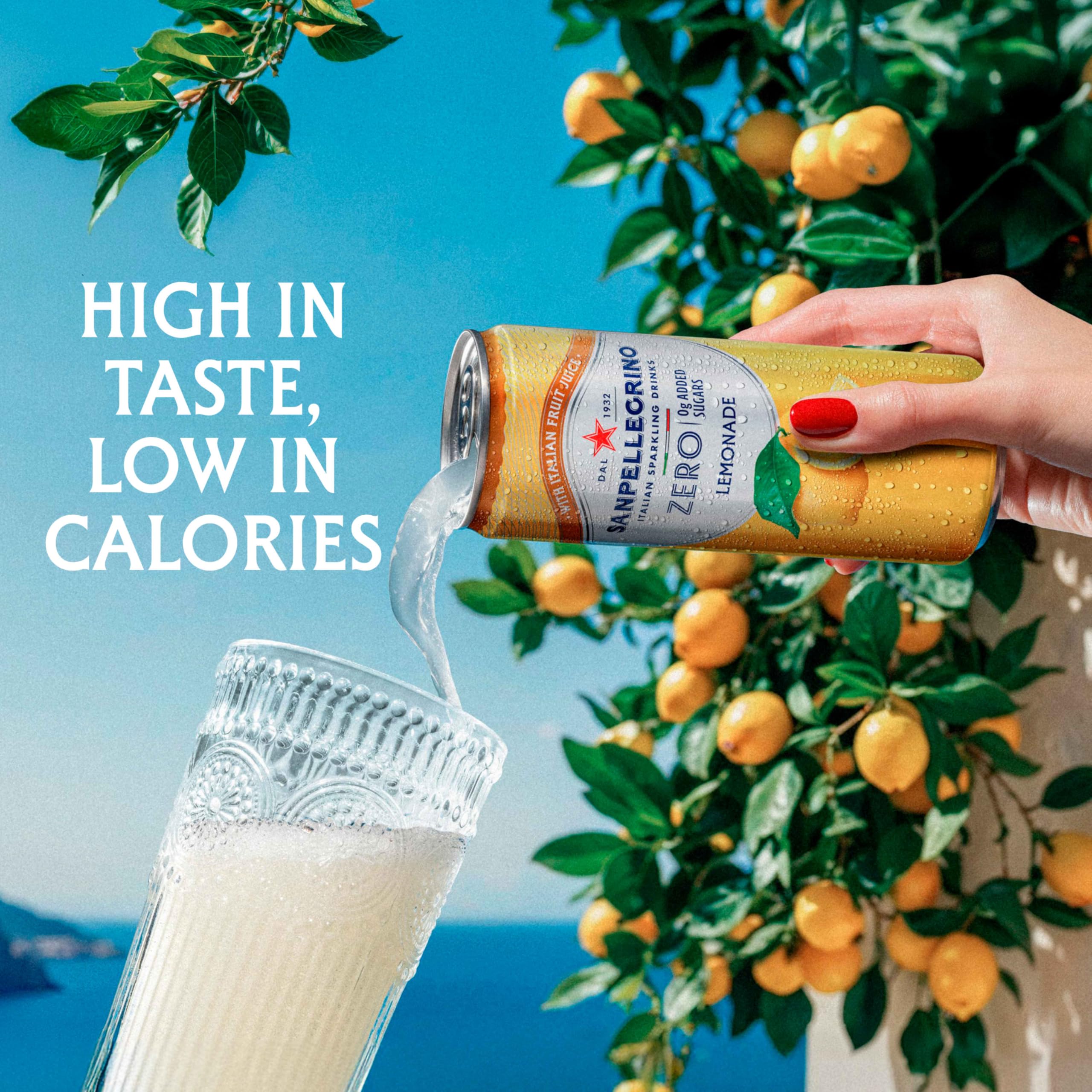Sanpellegrino Zero Grams Added Sugar Pomegranate & Orange Italian Sparkling Drink, 24 Pack Of 11.15 Fl Oz Cans, Sanpellegrino Italian Sparkling Drinks, Low-Calorie Fruit Juice Beverages