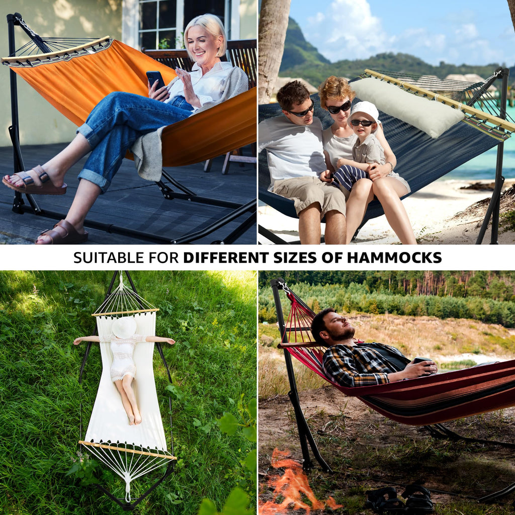 Tranquillo Unity Adjustable Hammock Stand, Hammocks Stands for The Garden, 800 lbs Capacity Steel Double Hammock Stand for 2 Persons, Premium Pre-Assembled Stand (Steel, Aegean)