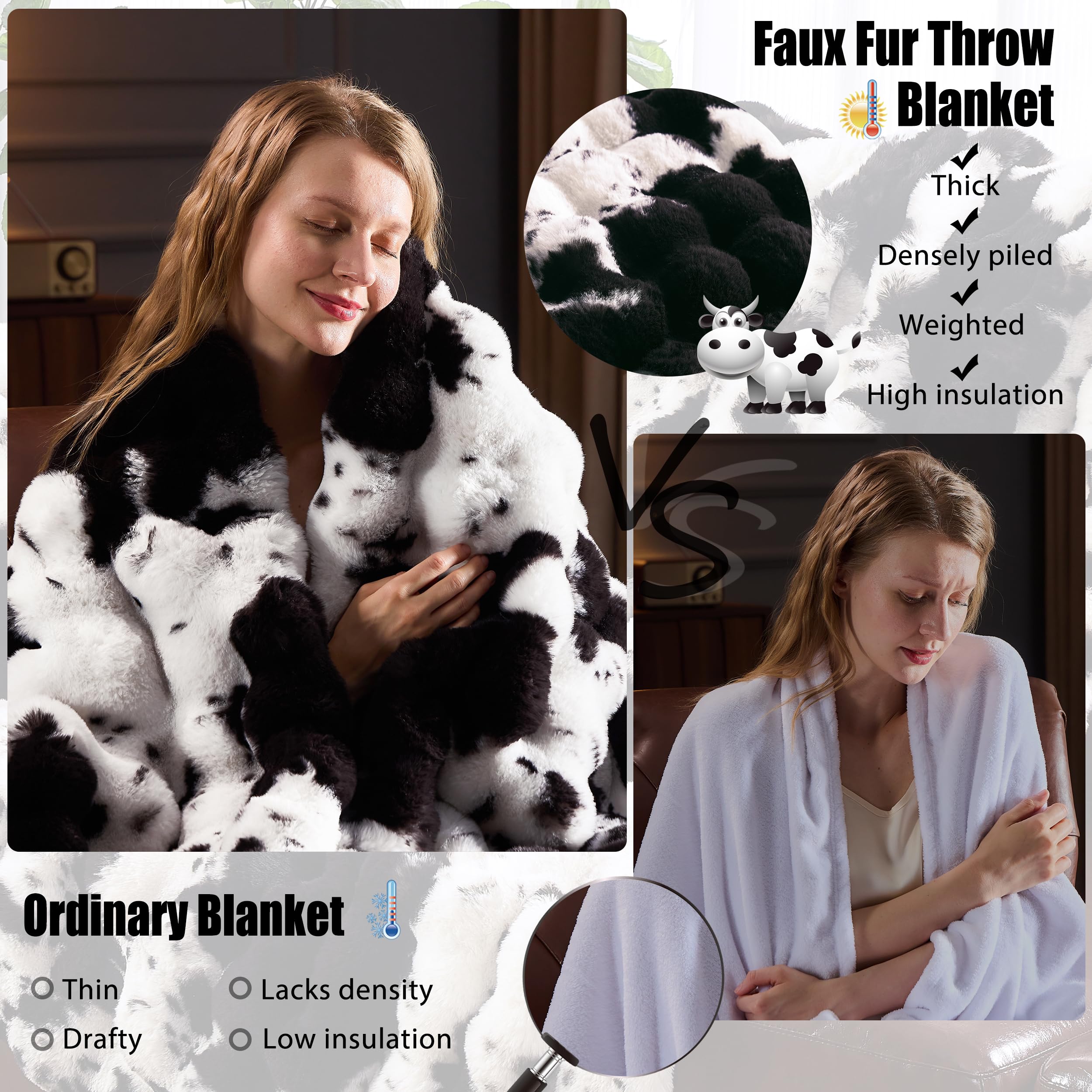 Faux Fur Throw Blanket for Couch, Fluffy Fuzzy Plush Bubble Blanket, Soft Warm Cozy Shaggy Rabbit Blanket, Luxury Decorative Gifts for Sofa Bedroom Living Room, 60x50inch (Beige)