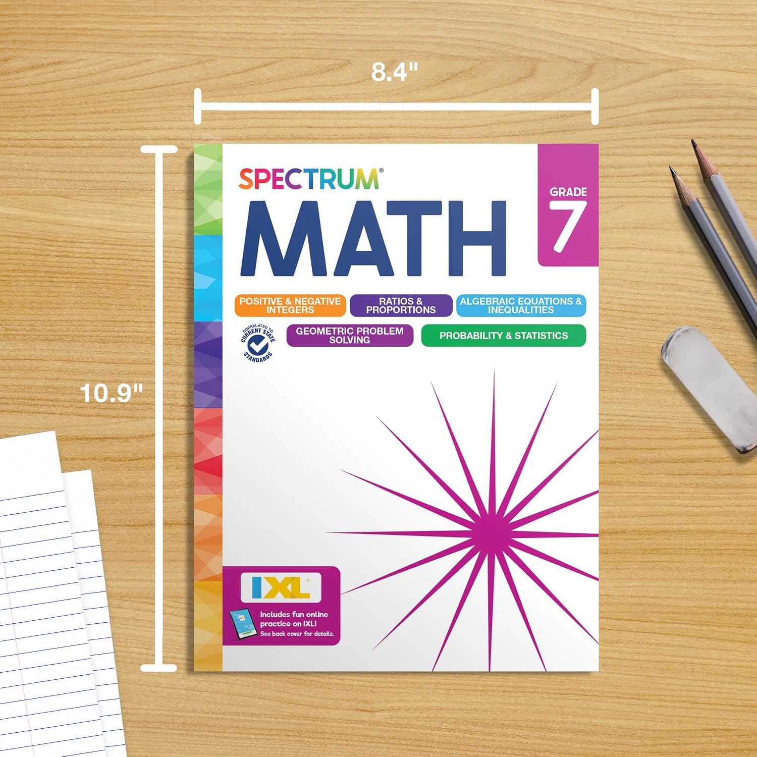 Spectrum 7th Grade Math Workbooks, Mathematics Middle School Books Covering Geometry, Algebra, Ratio, Integers, and More, Classroom or Homeschool Curriculum