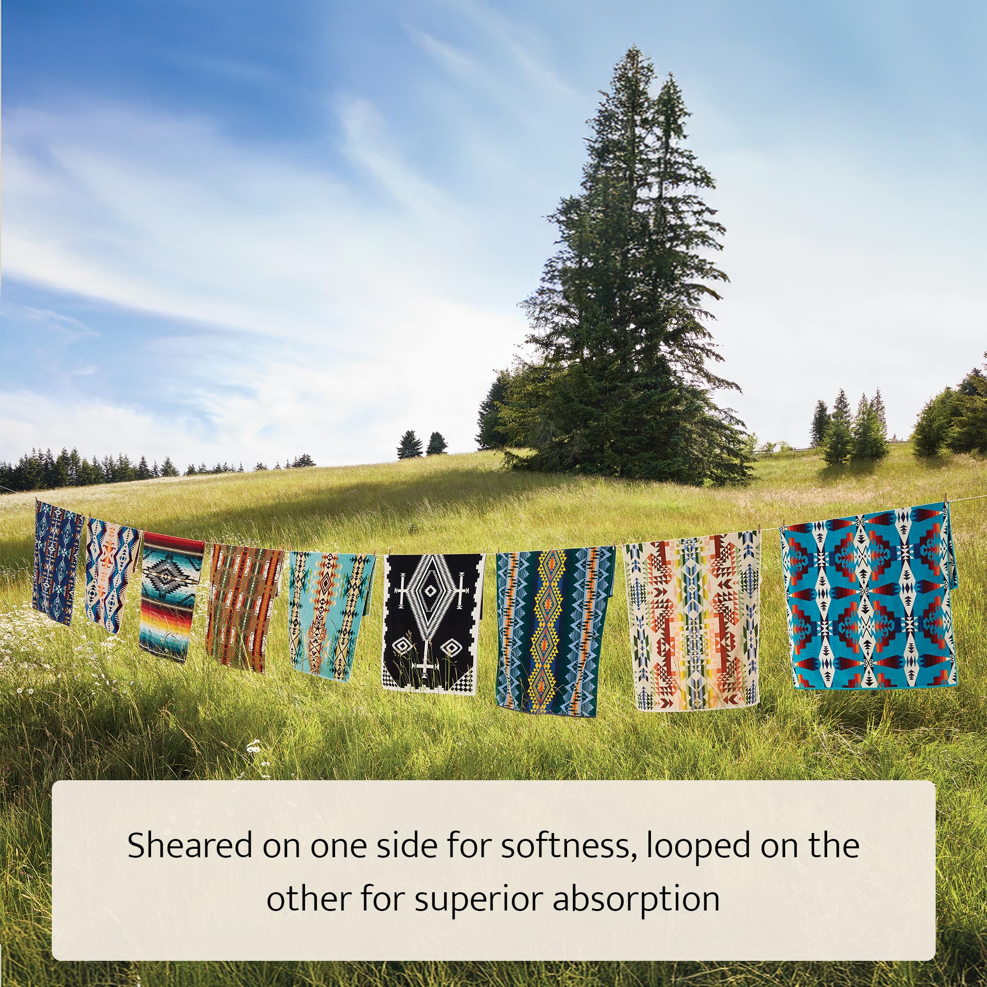 Pendleton Oversized Jacquard Spa Towels, 40 x 70 inches Bath Towels, 100% Cotton, Soft and Quick Dry for the Beach, Hot Tub, Pool - Highland Peak Aqua