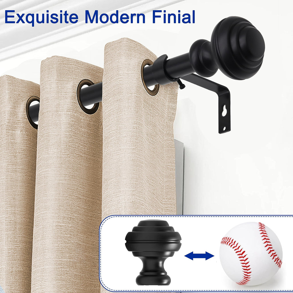 Curtain Rods for Windows 48-84 inch,3/4 inch Heavy Duty Adjustable Decorative Curtain Rod with Modern Finials,Window Rods for Bedroom, Living Room,Patio and Kitchen