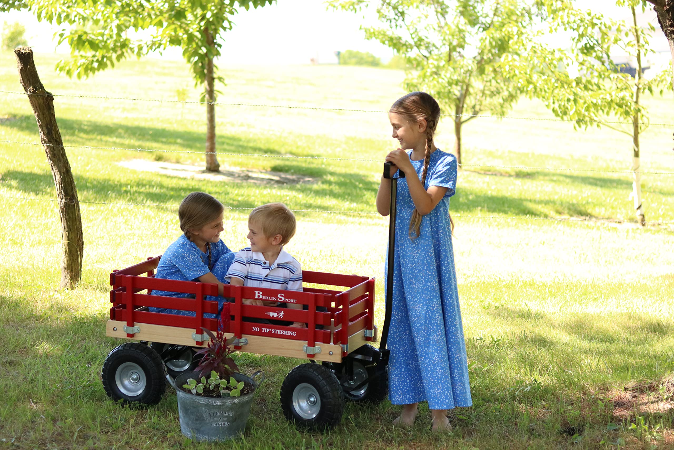 Berlin Flyer Sport Wagon - Model F410 - Amish Made in Ohio, USA - 10" No-Flat Tires (Blue)