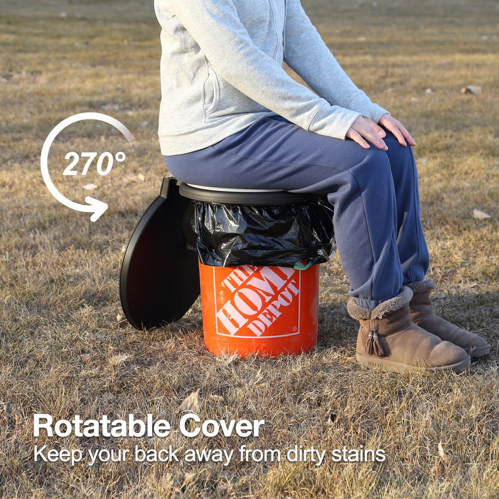 TRIPTIPS Portable Toilet with Soft Cushion, 5 Gallon Rotatable Lid, Adults and Kids Camping Toilet Seat for 5 Gal Bucket
