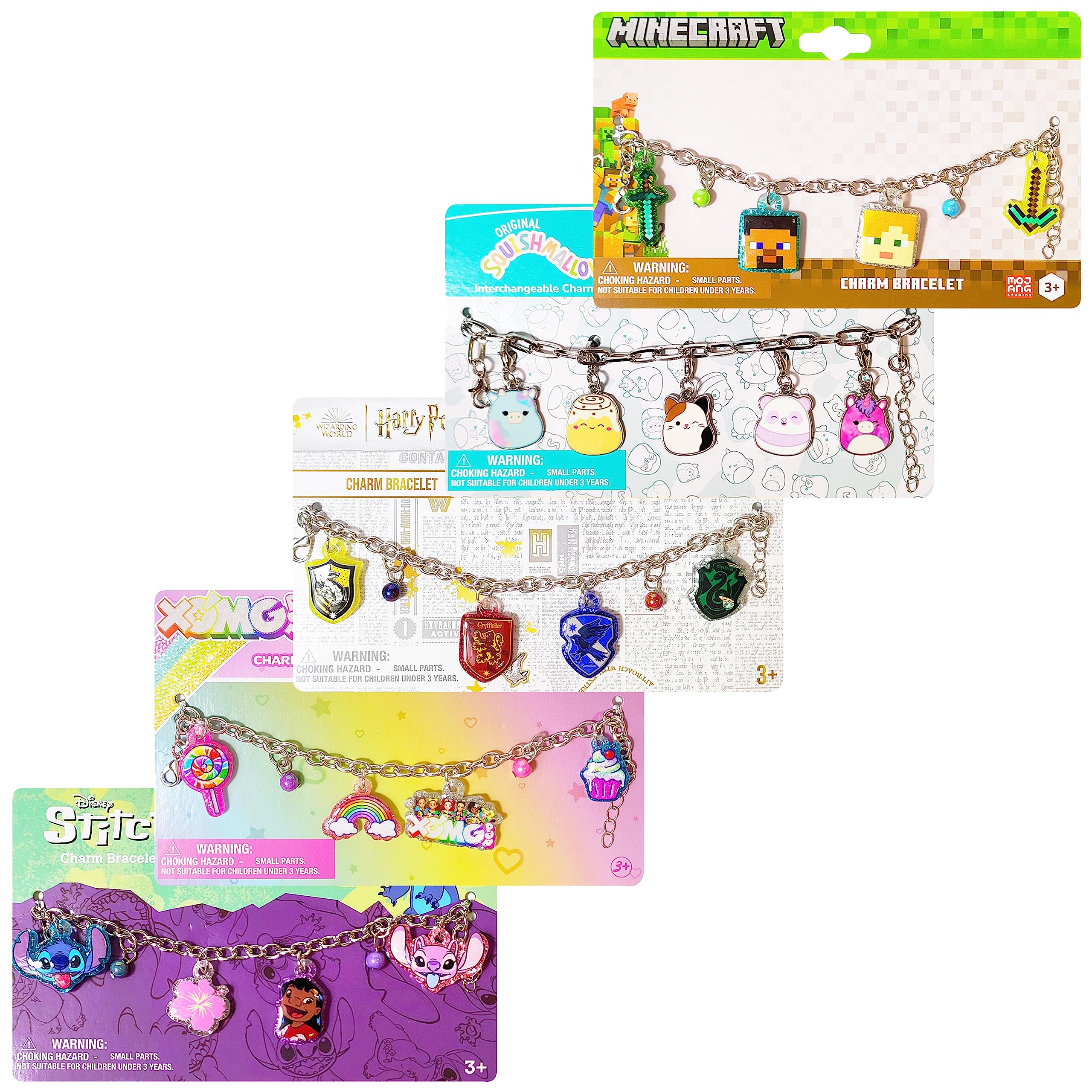 LUV HER 7" Minecraft Bracelet with 4 Metal Charms - Minecraft -Ages 3+