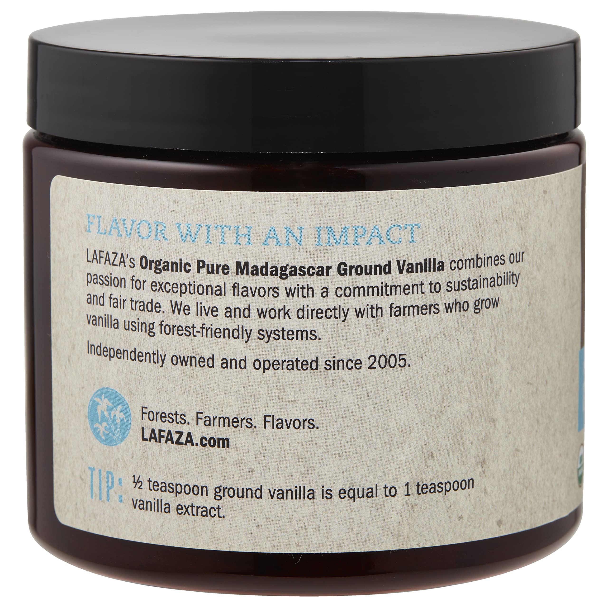 Lafaza Organic Madagascar Bourbon Pure Ground Vanilla Bean Powder, 1oz