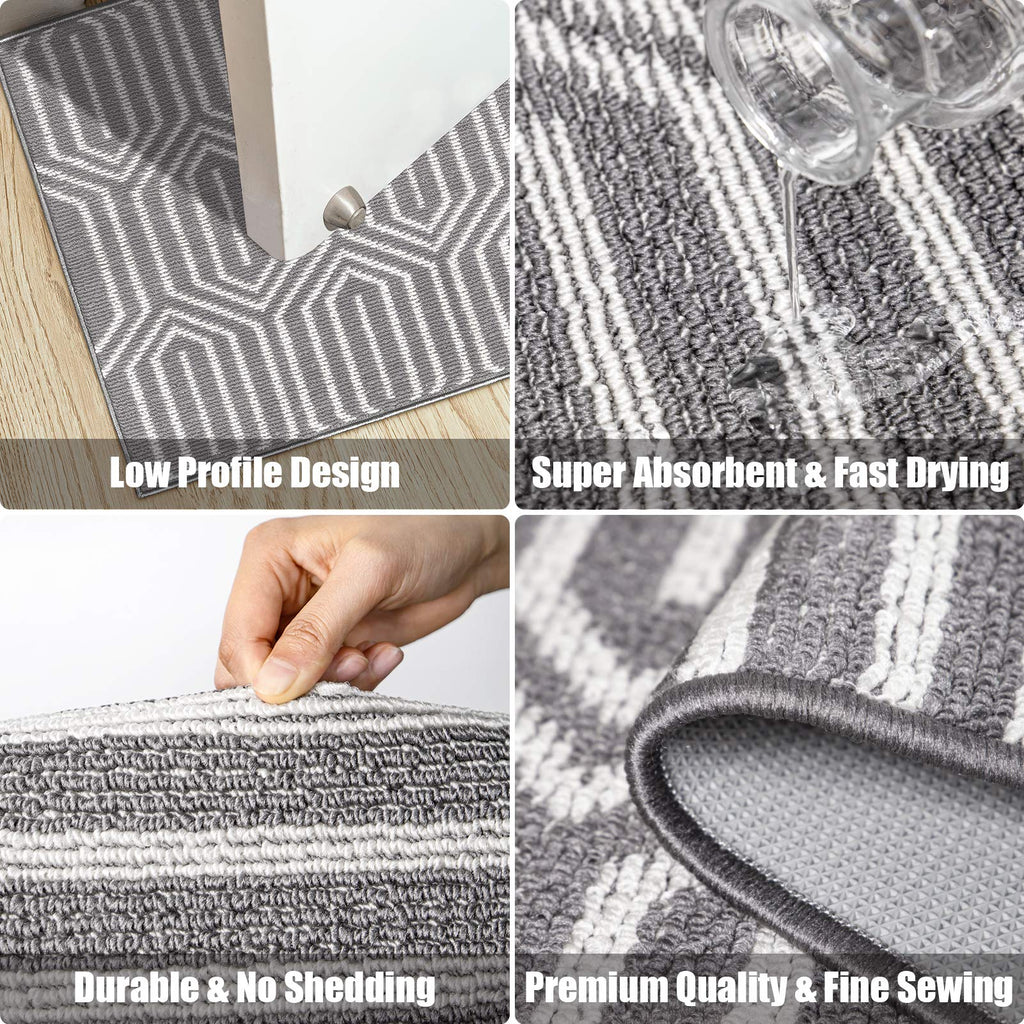 Indoor Doormat 24"x 36", Absorbent Front Back Door Mat Floor Mats, Rubber Backing Non Slip Door Mats Inside Mud Dirt Trapper Entrance Door Rug Carpet, Machine Washable Low Profile-Brown Time Cloister