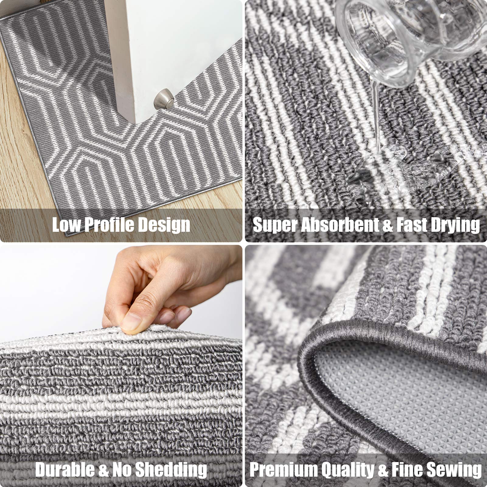 Indoor Doormat 24"x 36", Absorbent Front Back Door Mat Floor Mats, Rubber Backing Non Slip Door Mats Inside Mud Dirt Trapper Entrance Door Rug Carpet, Machine Washable Low Profile-Brown Time Cloister