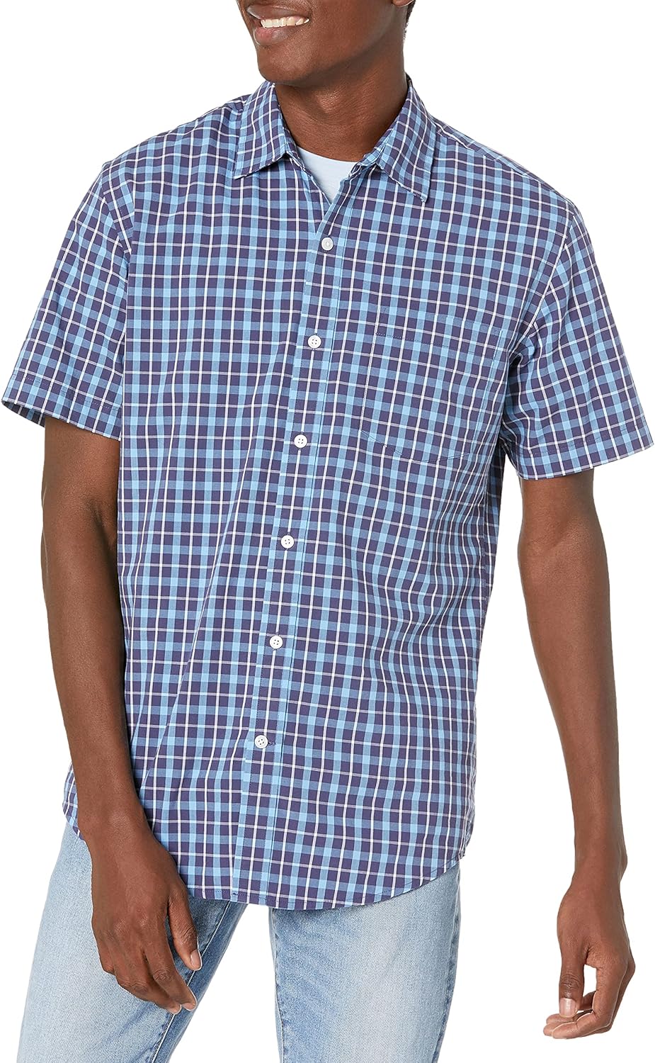 Amazon Essentials Men's Regular-Fit Short-Sleeve Poplin Shirt