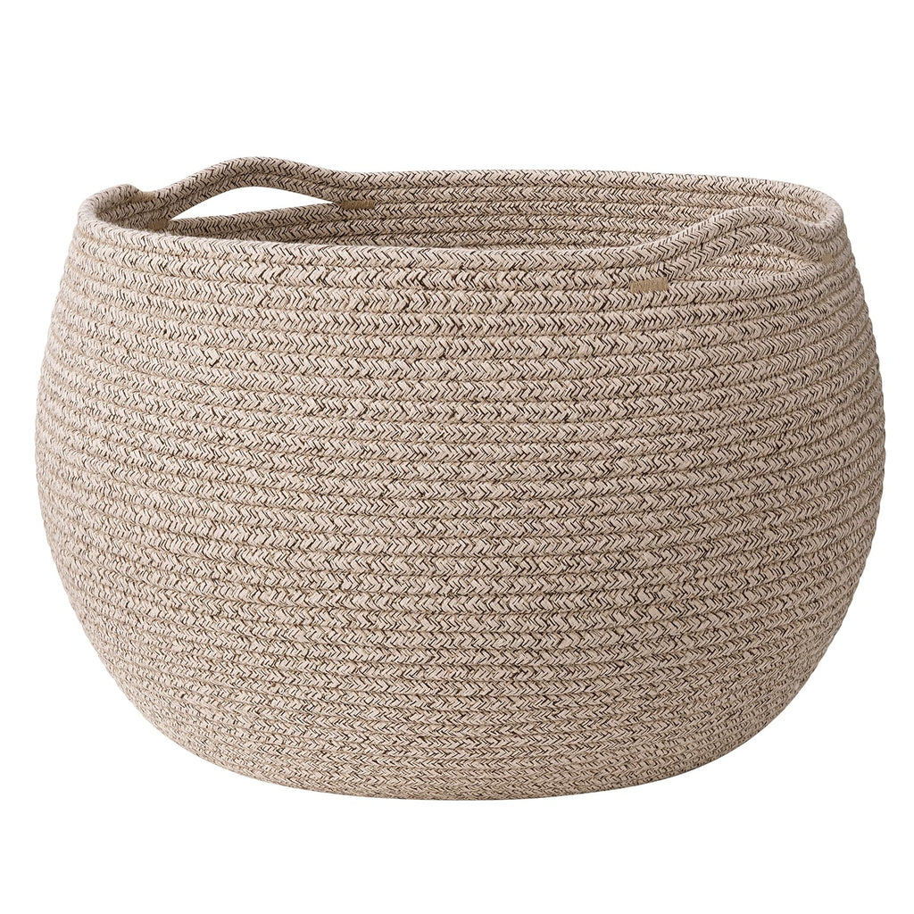 Goodpick Small Rope Storage Basket, Black Round Baskets for Socks, Dog Toys, Towels, Cute Baby Basket for Living Room, Bedroom, Nursery, Towel Baskets for Bathroom, 10 x 8.3 inches