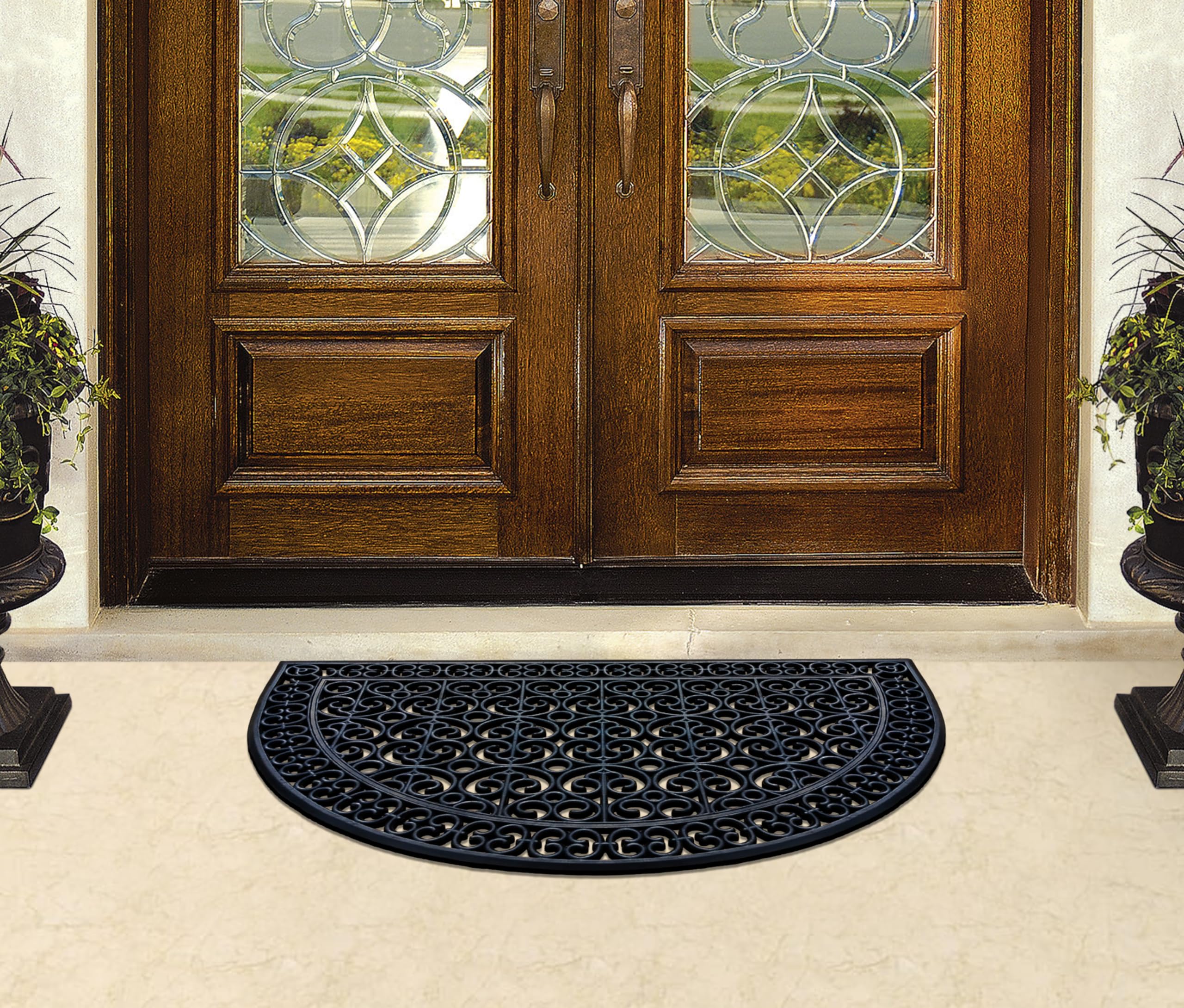 A1 Home Collections 19-LB Heavy Duty Rubber Doormat 24"×57" - Won't Blow Away | Outside Front Door Mat, Mud Dirt Scraper, Non-Slip Drainage Mat for Entryway Patio Garage, All-Weather, 100% Rubber Mats
