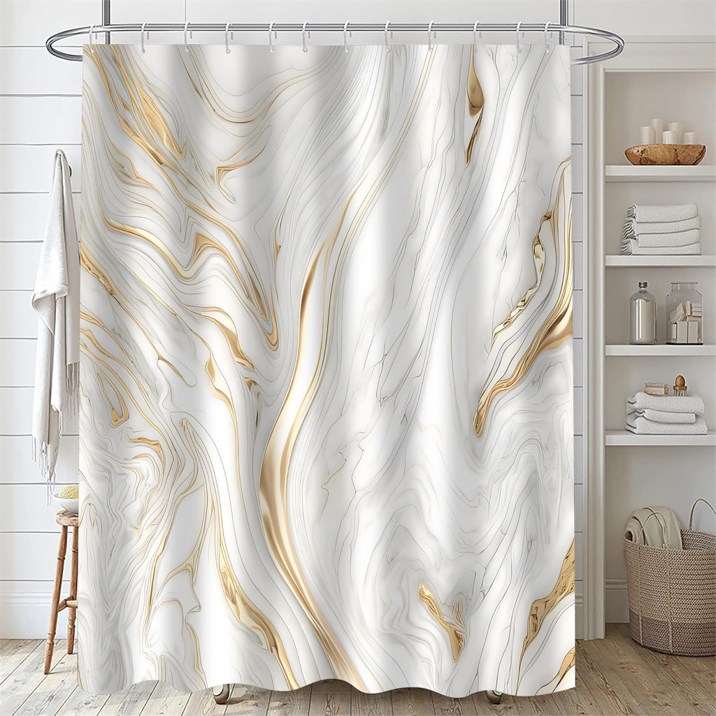 Nkzply 4 Pcs Black Marble Shower Curtain Sets with Rugs Gold Bathroom Sets with Shower Curtain and Rugs Modern Abstract Bathroom Decor Accessories Shower Curtains for Bathroom Toilet Lid Cover