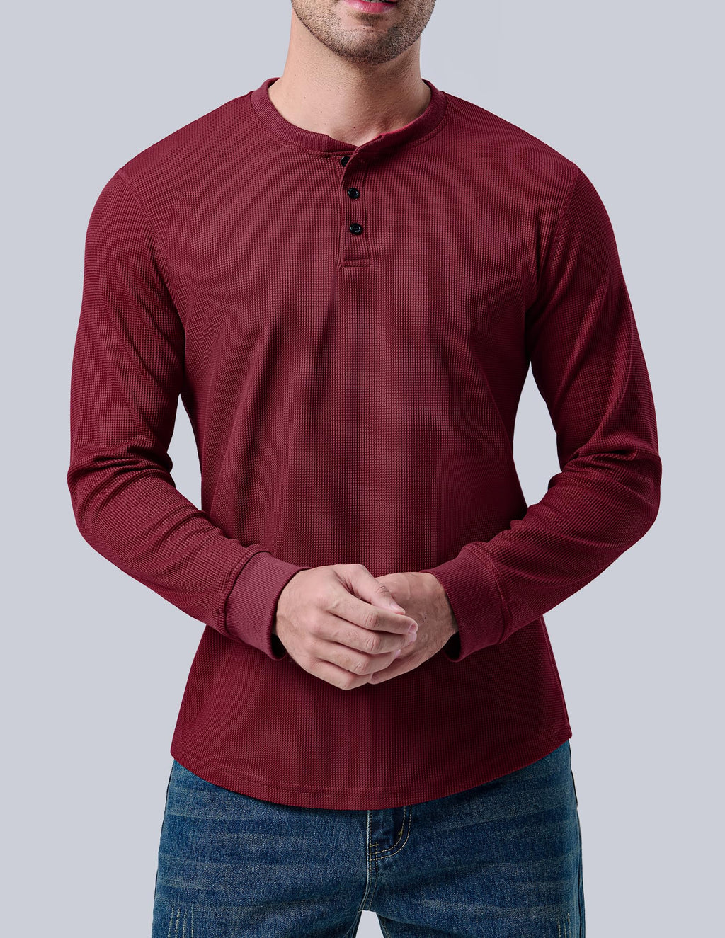Liberty Pro 3 Pack Mens Waffle Henley Thermal Long Sleeve Shirts, Casual Fitted Fall Shirts for Men