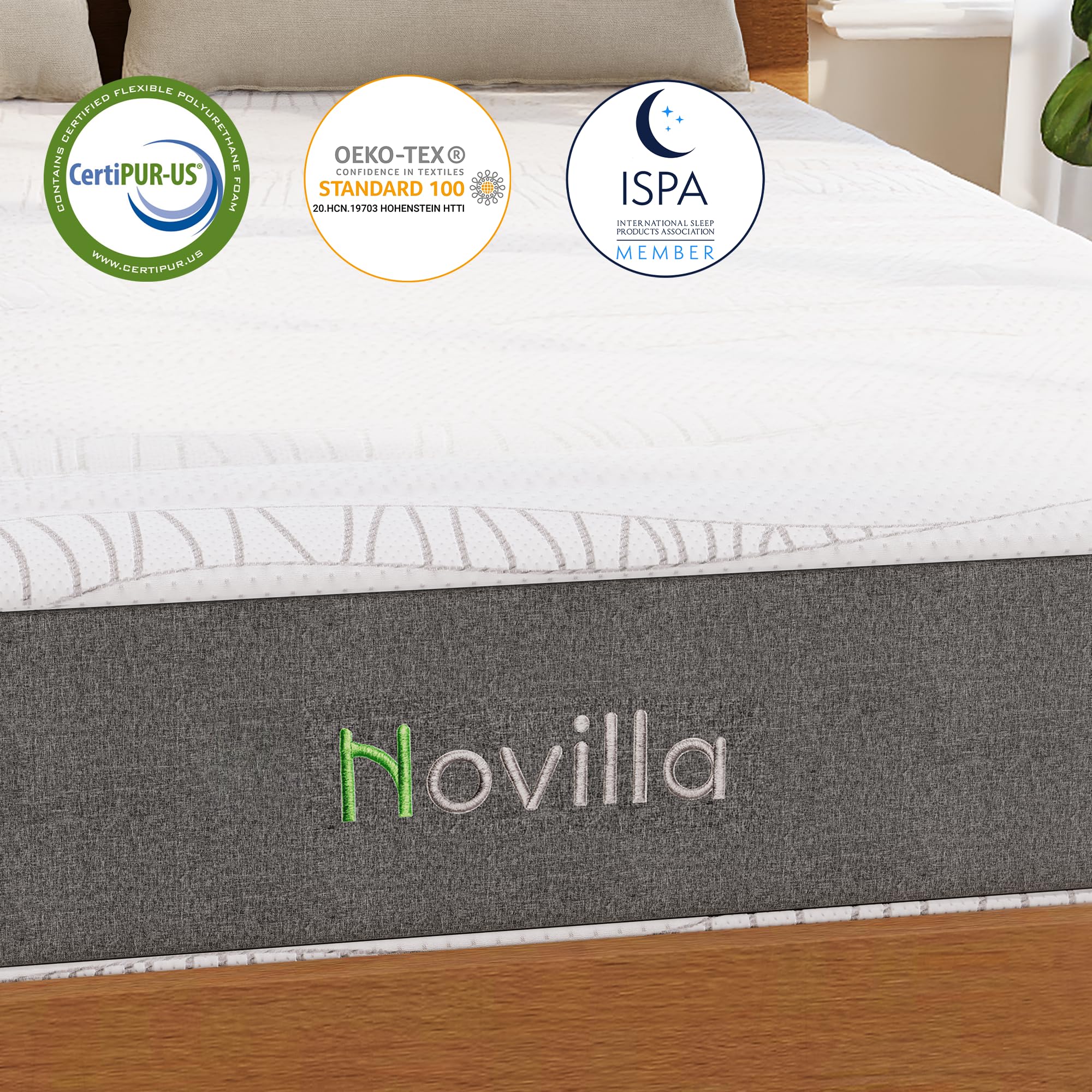 Novilla 12 Inch Queen Size Mattress in a Box with Advanced Cooling Gel Memory Foam Bed with Charcoal Support Layer, Medium-Firm Pressure Relief & Motion Isolation for Balanced Support